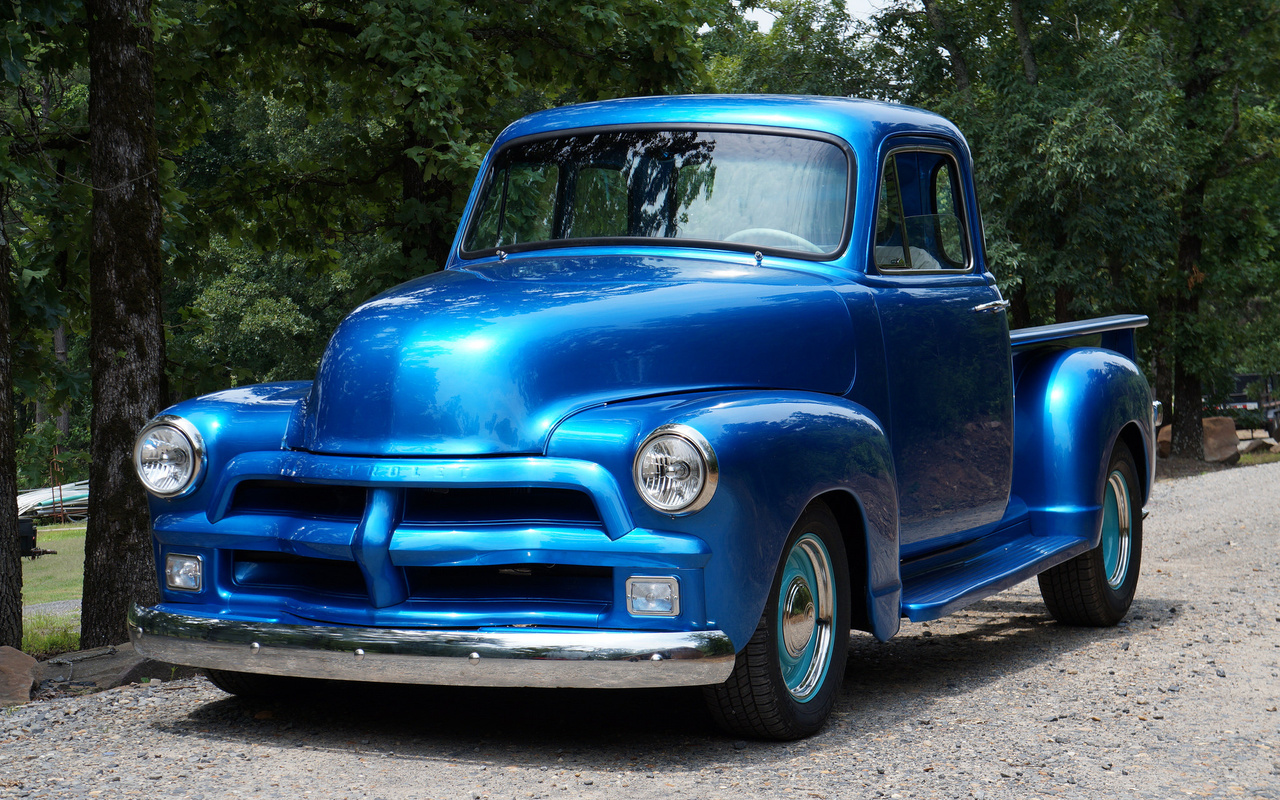 1954, chevy, truck, blue