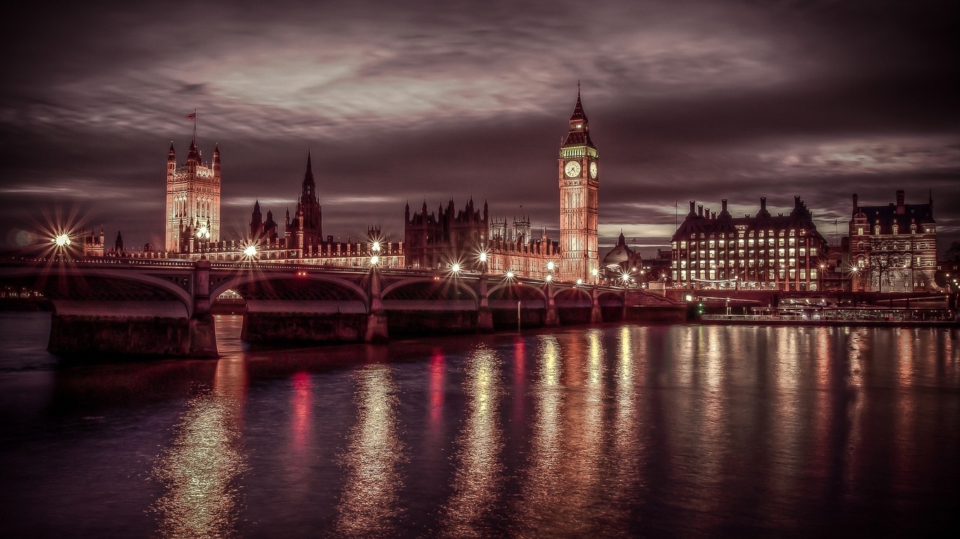 london, england, night, city