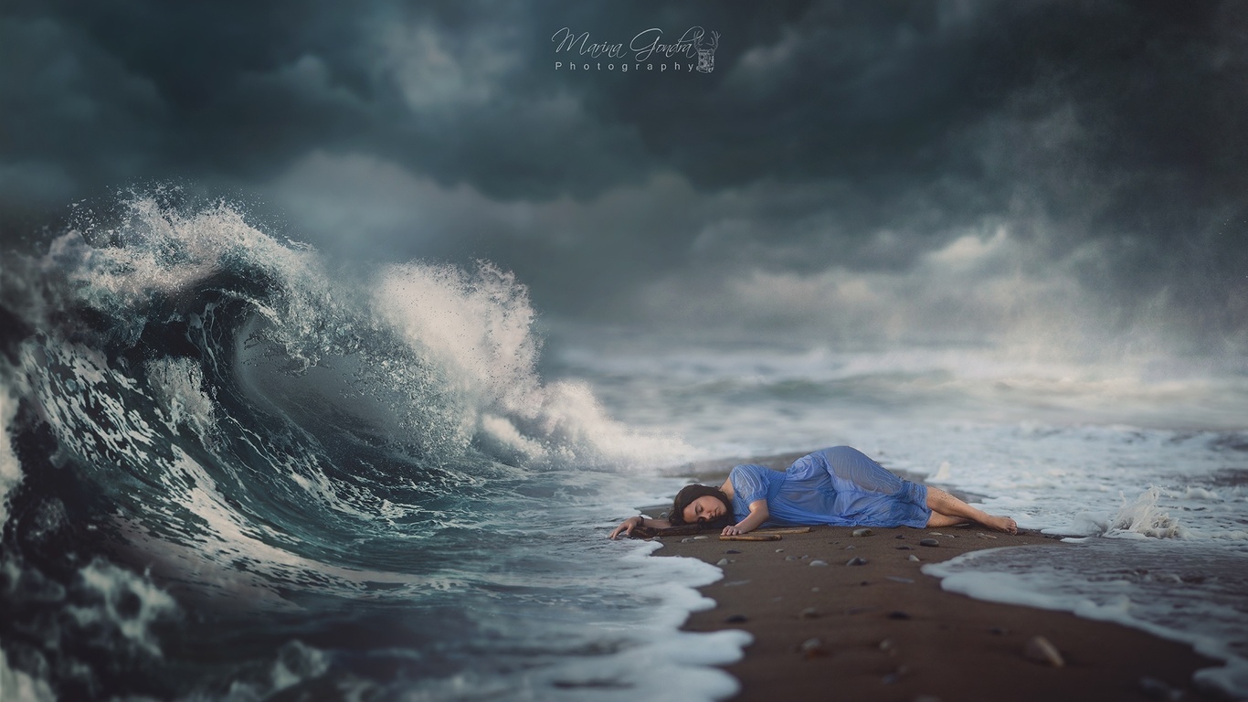 dream, girl, sea, wave, sand, magic, , , , , , , 