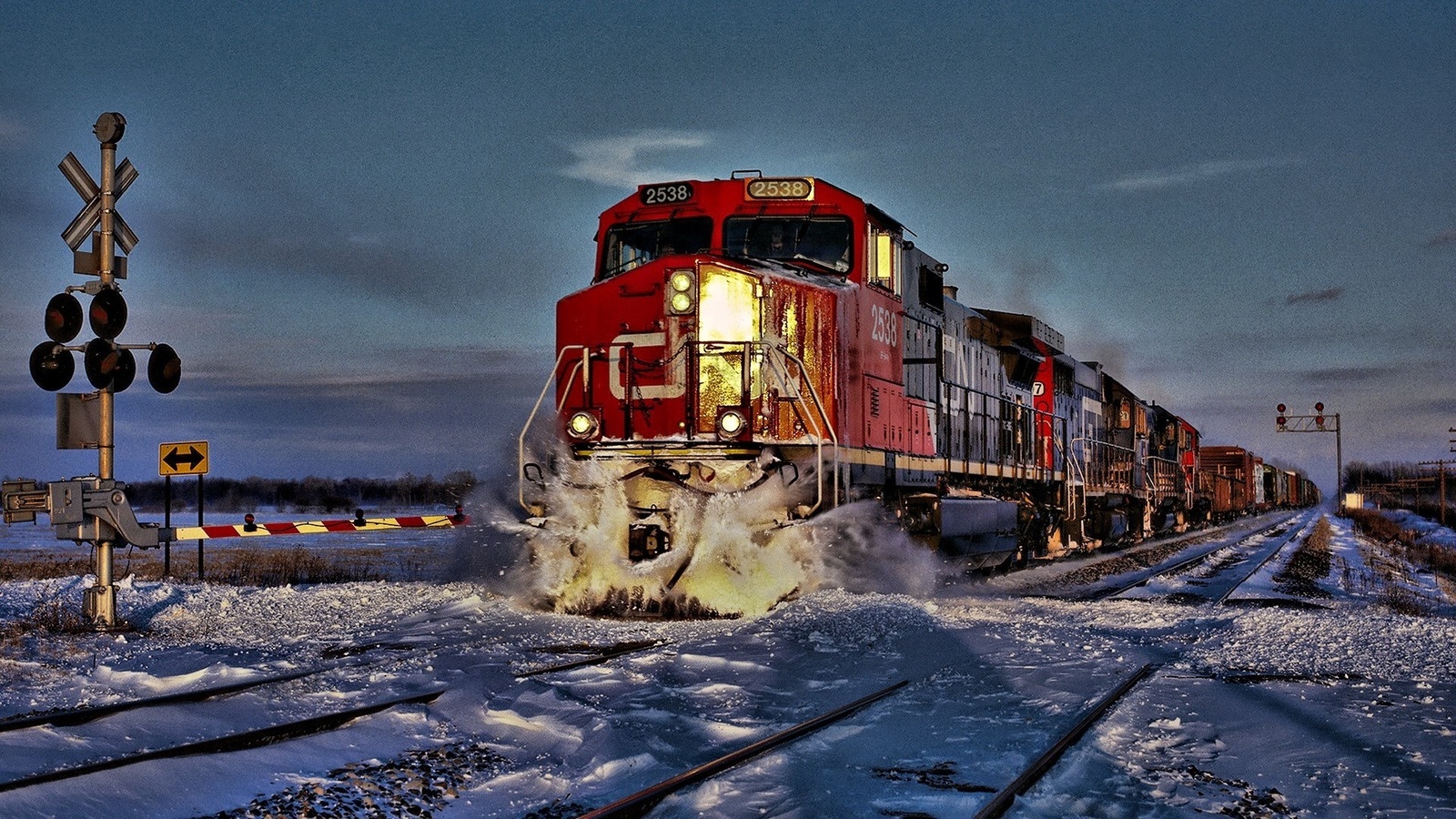 train, winter, snow, railroad