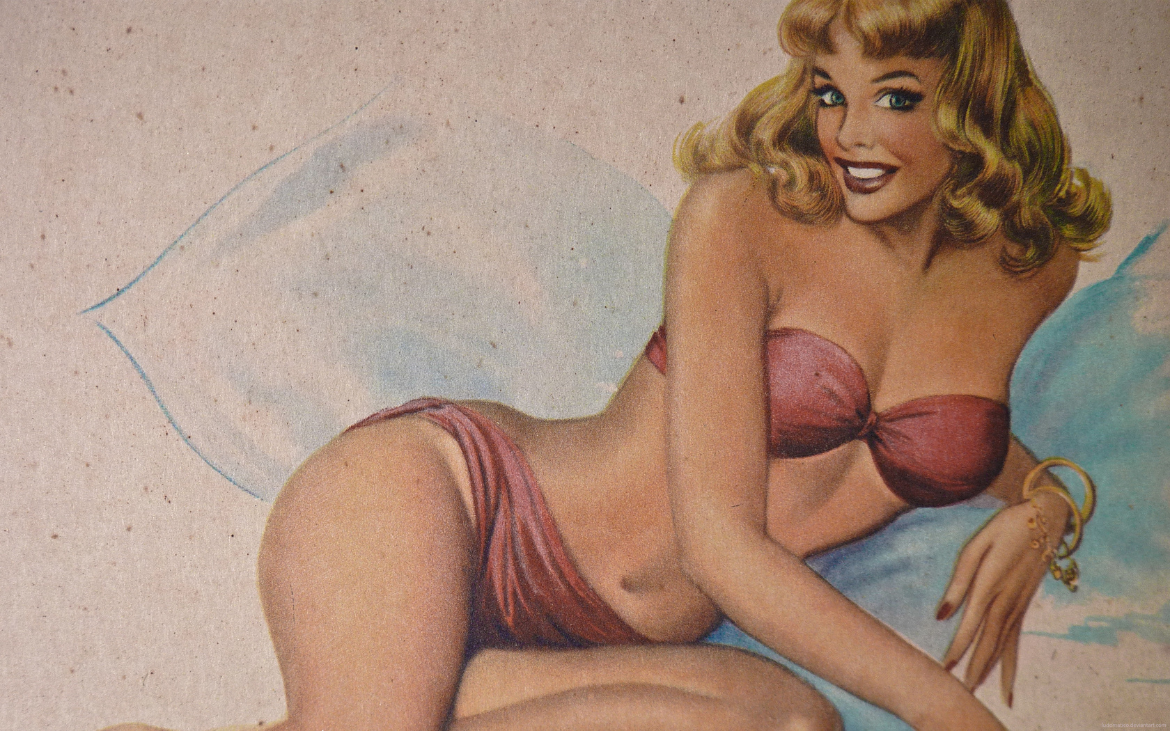 , pin-up, , , , , , , girl, picture, retro, blonde, smile, look, body