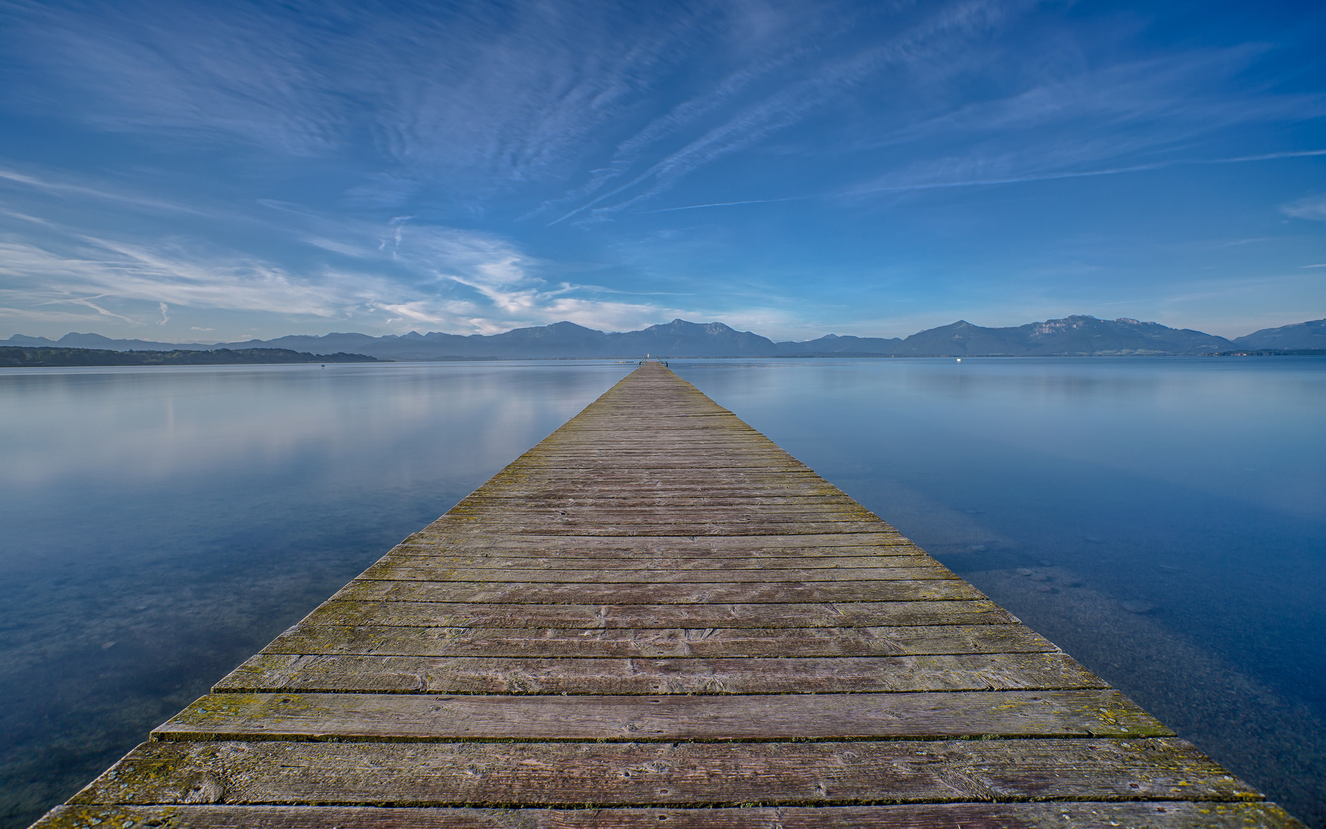 lake chiemsee, bavaria, pier, mountains, horizon, infinity,  , , , , , 