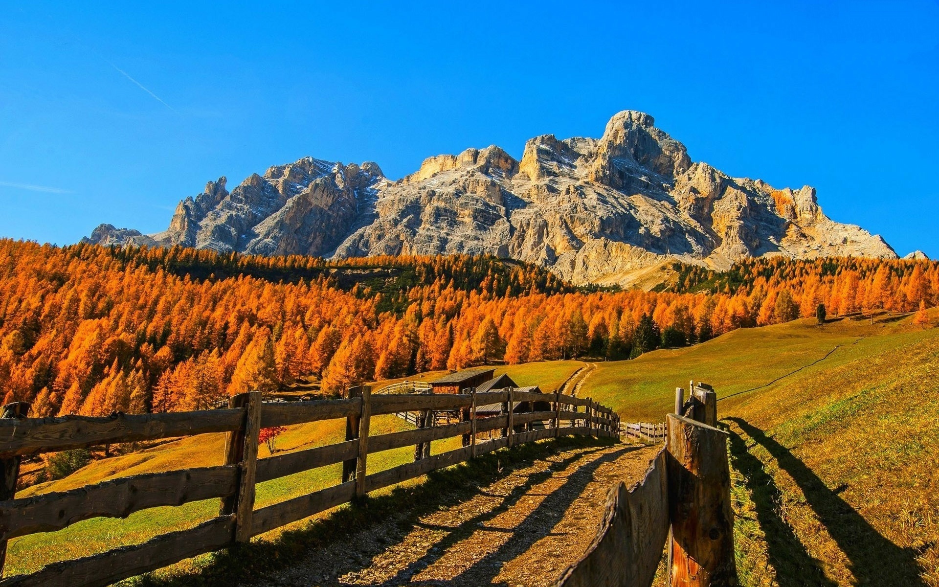 fence, path, mountain, autumn, , 