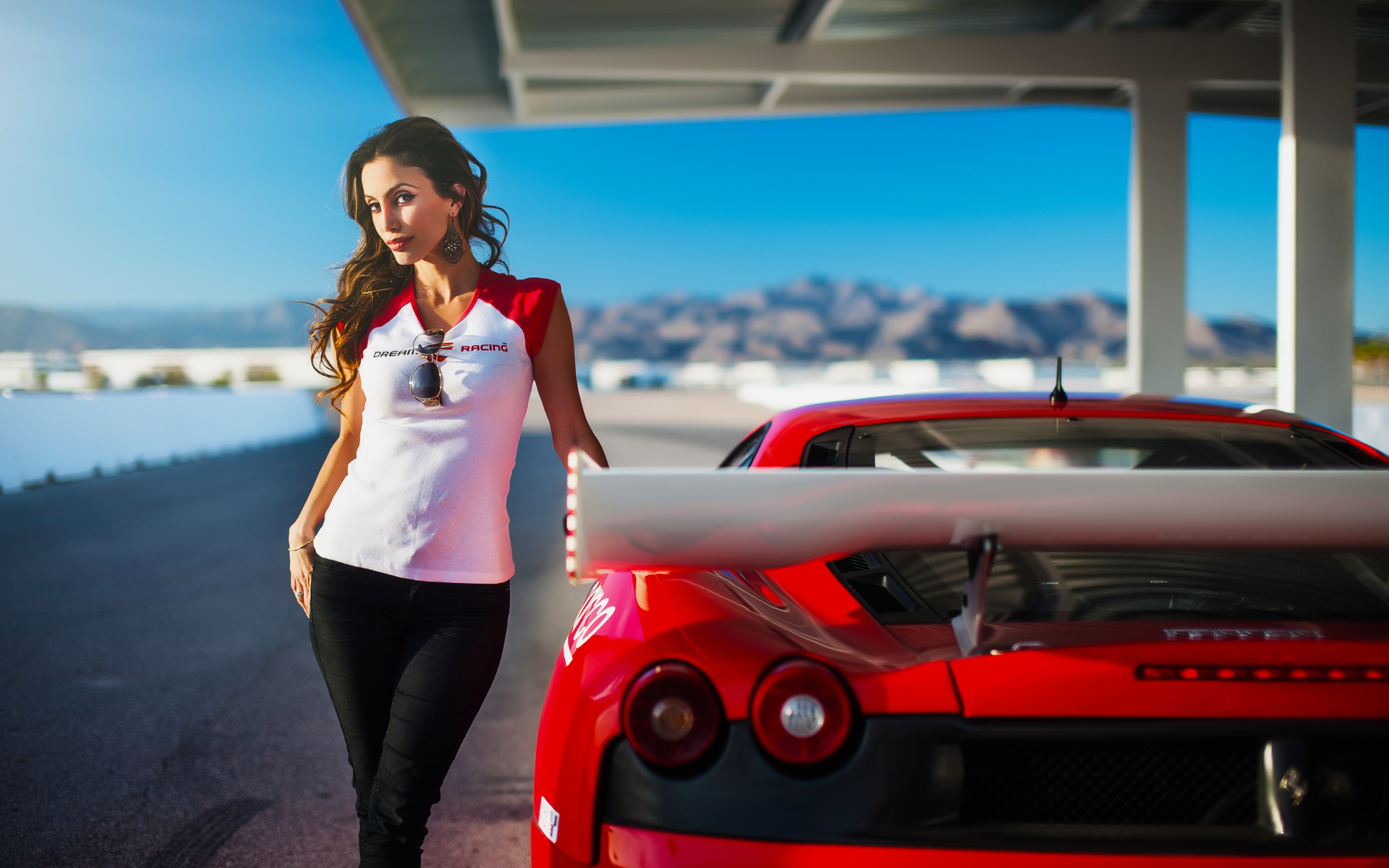 janice kakish, dream, racing, model, girl, beauty, supercar, ferrari, f430, red