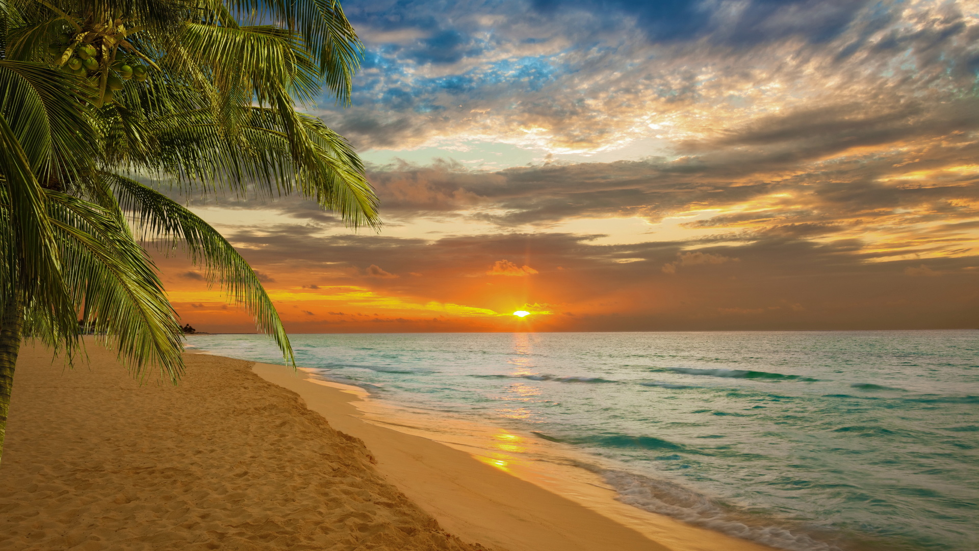 sunset, beach, sea, shore, paradise, tropical, sand, , , , , , 