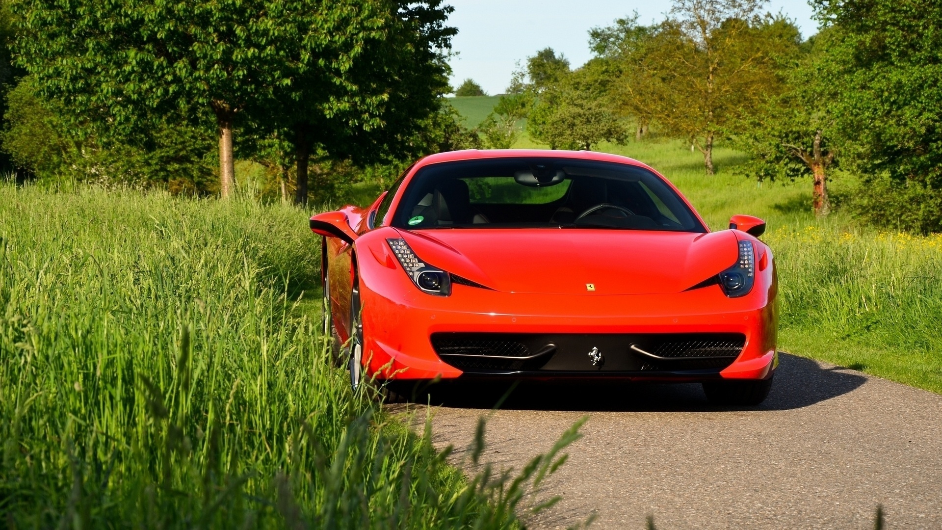 ferrari 458, red, logo