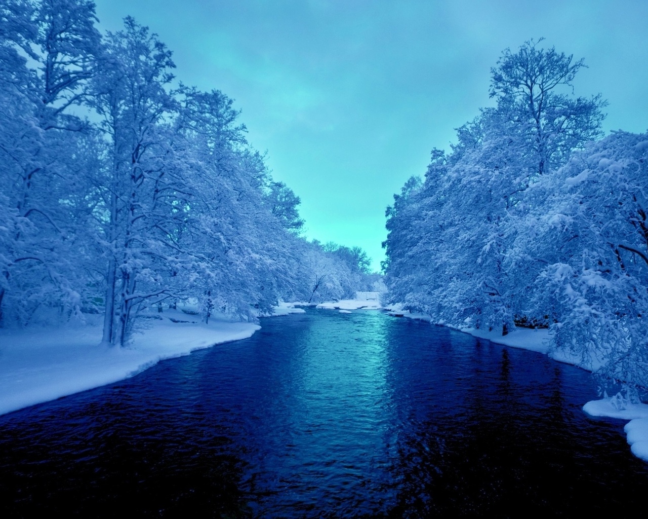 deep, blue, river, tree, snow, winter, , , , , , , , , , 