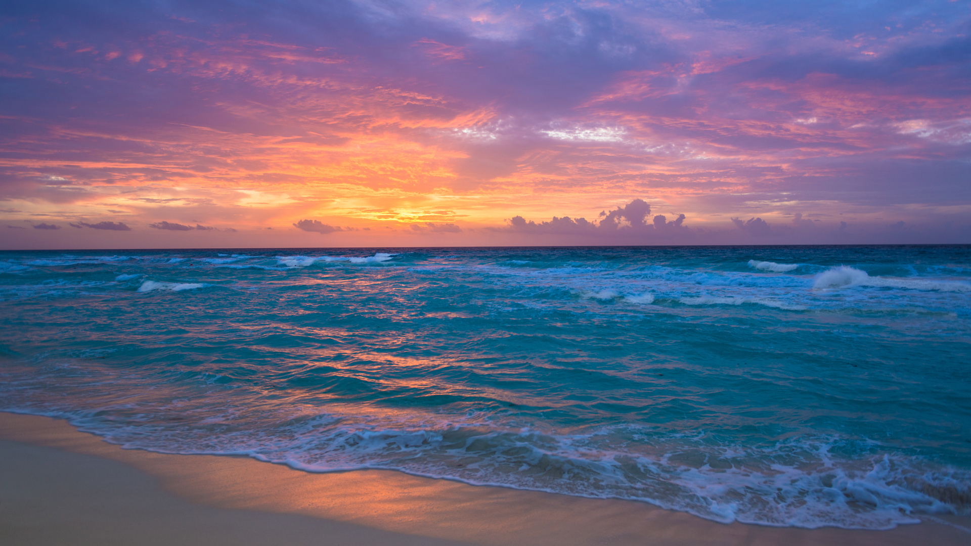 sunrise, cancun, mexico, caribbean sea