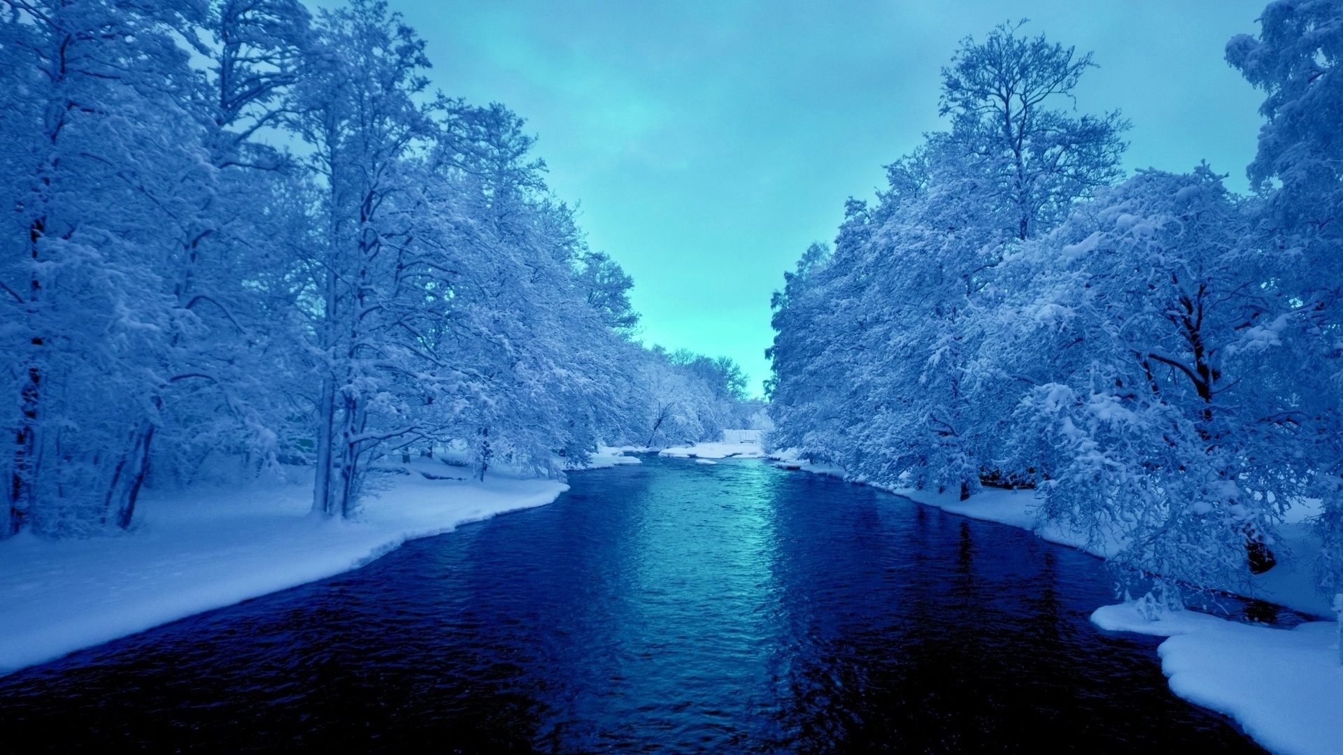 deep, blue, river, tree, snow, winter, , , , , , , , , , 