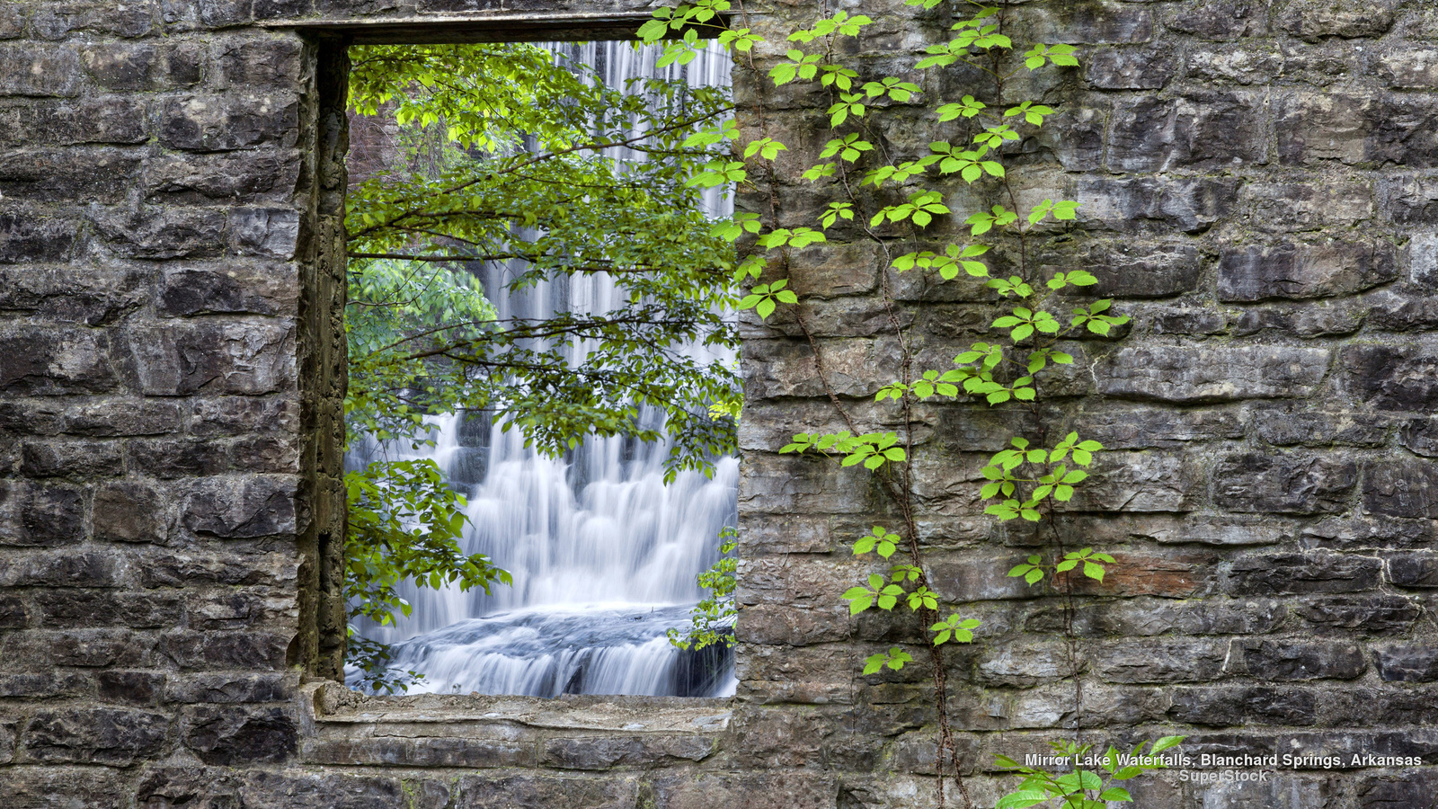 waterfall, nature, landscapes, wall, stones, leaves, vines, arkansas, u.s, , ,,,,,,, , 