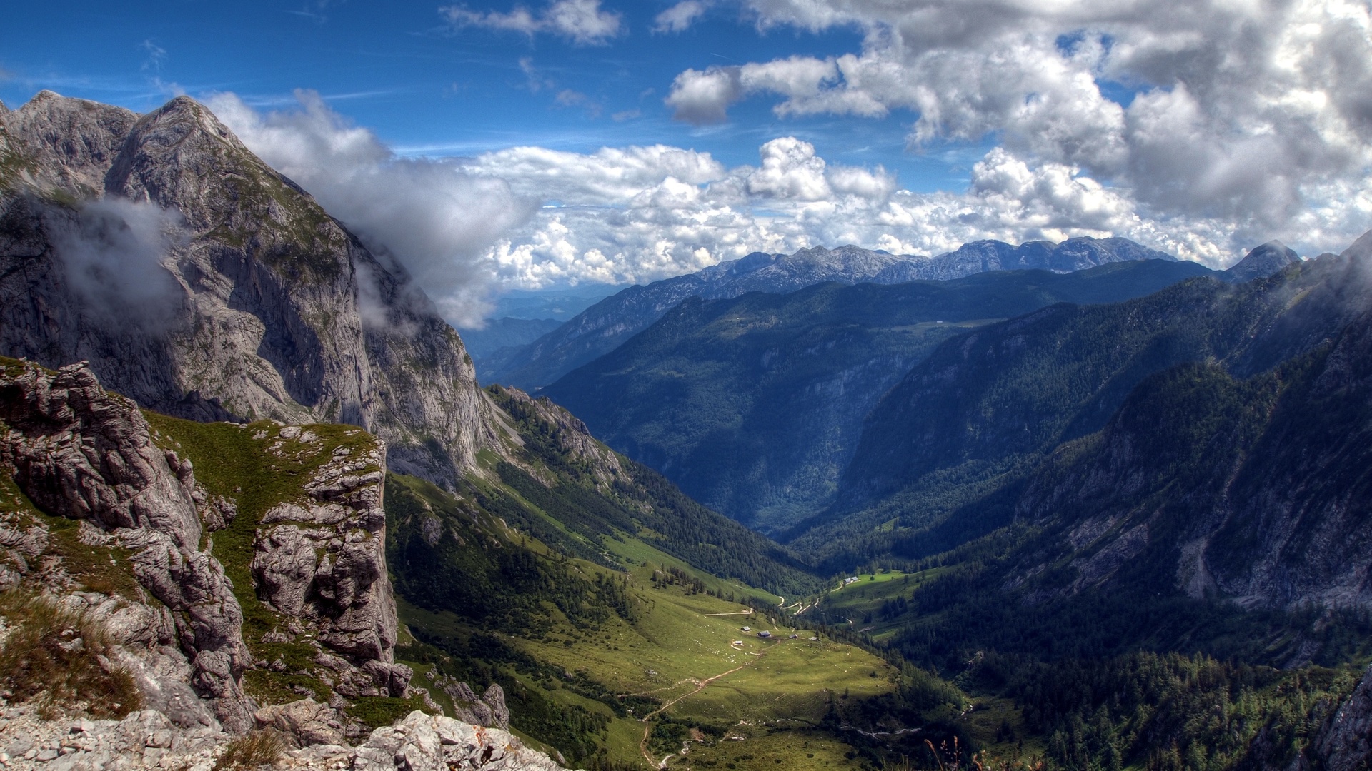 mountains, sky, stones, austria, clouds