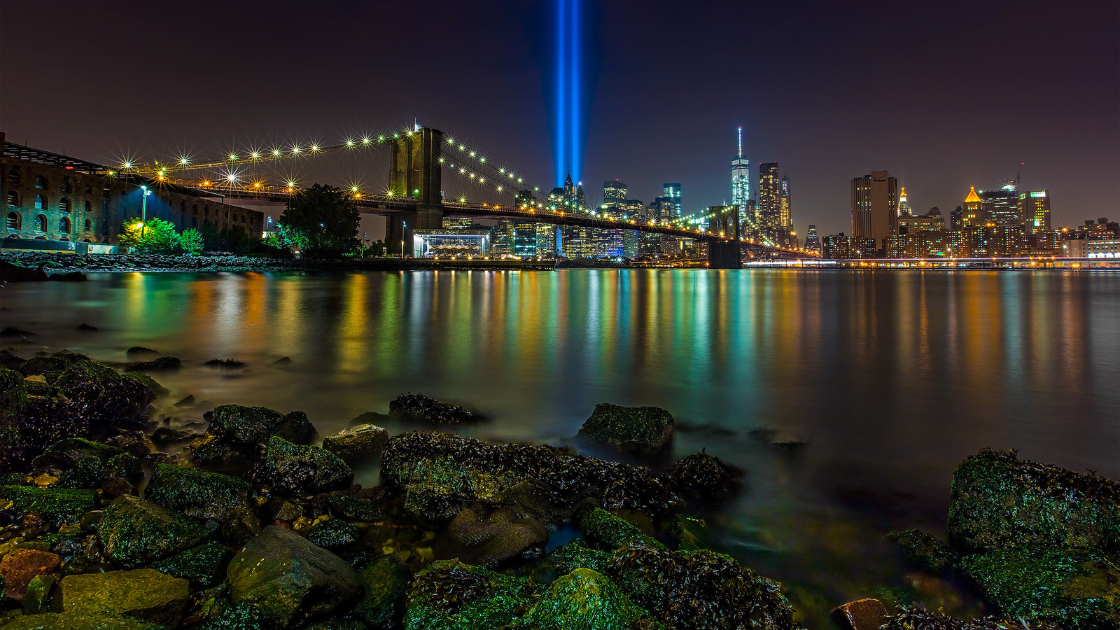 brooklyn bridge, manhattan, new york city, east river, tribute in light, brooklyn bridge