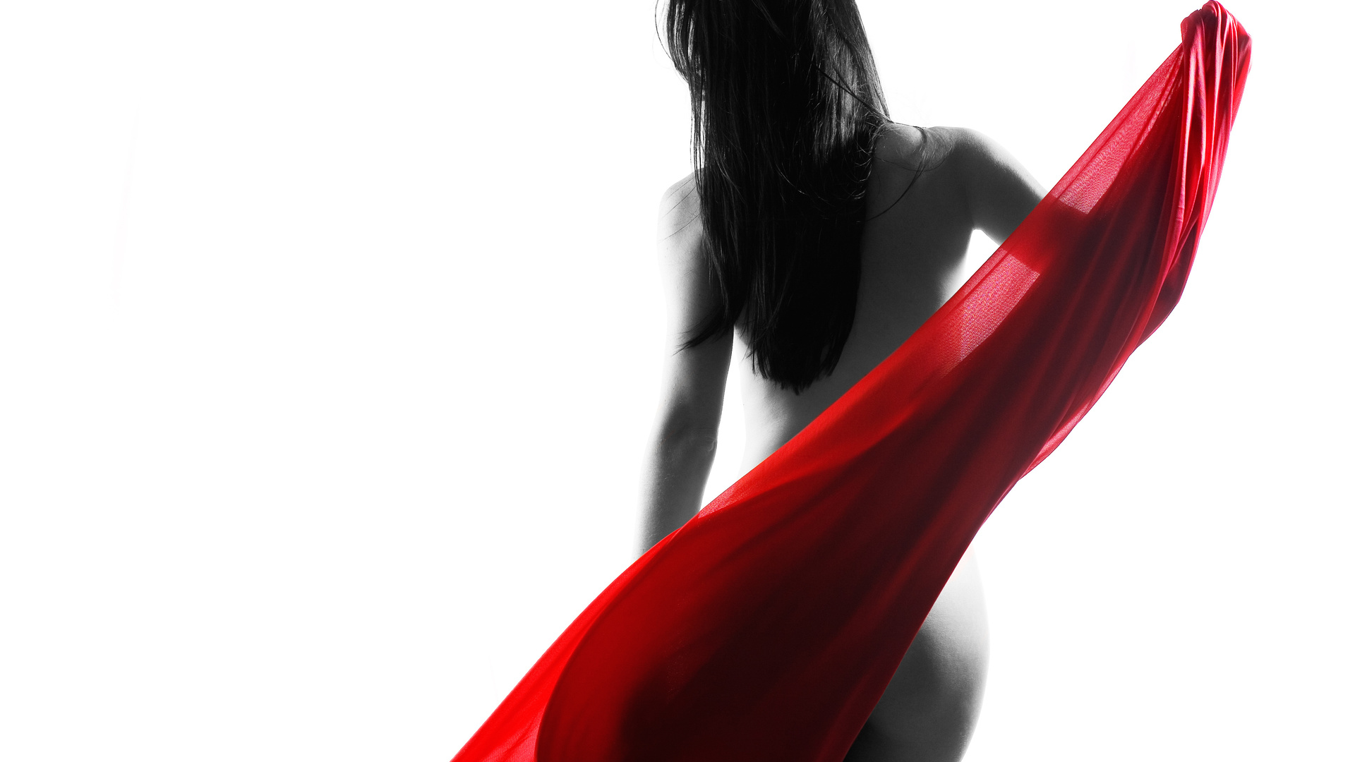 black and white, red cloth, naked, ass