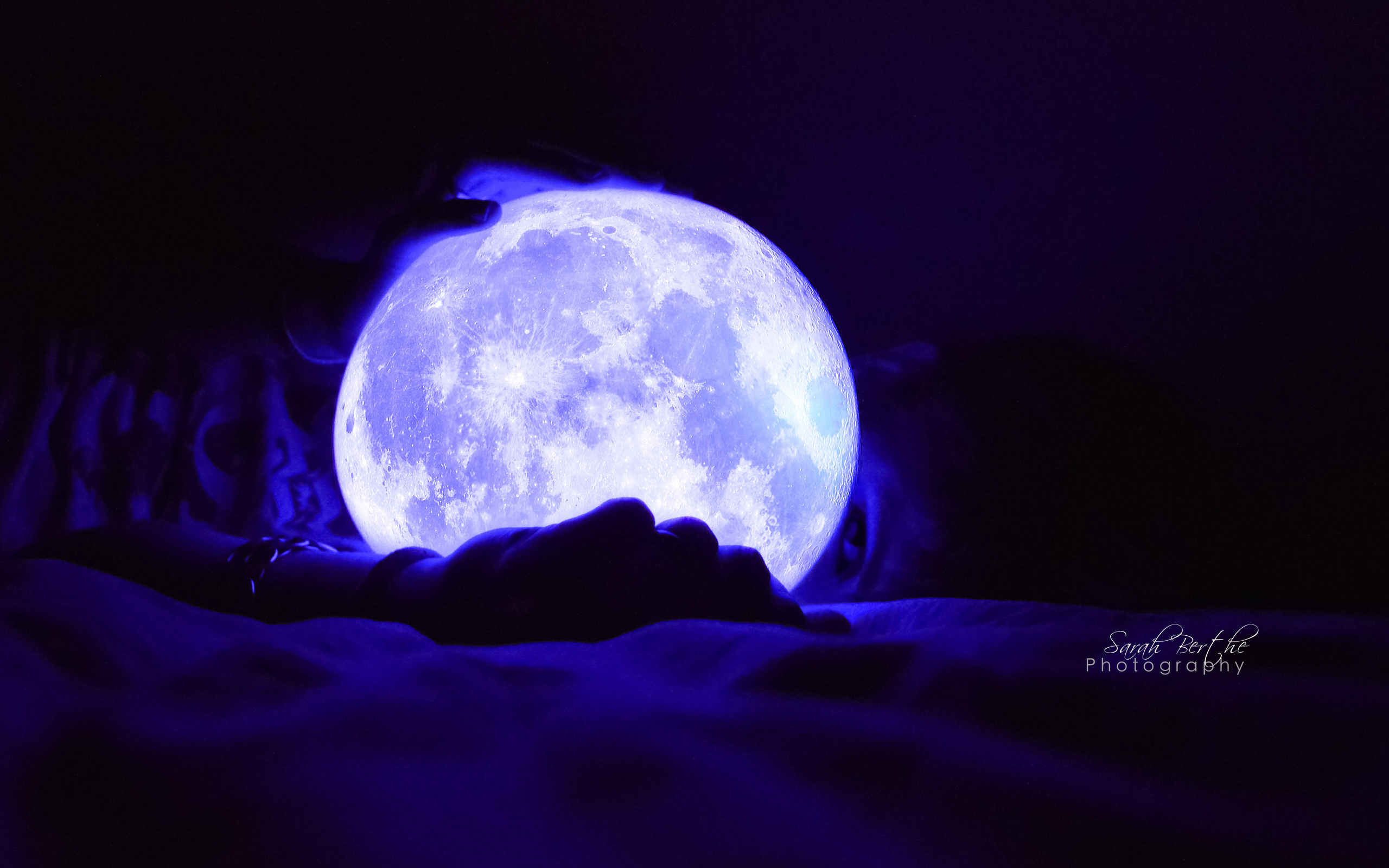 photography, balloon, blue, bluelight, dark, light, moon, night