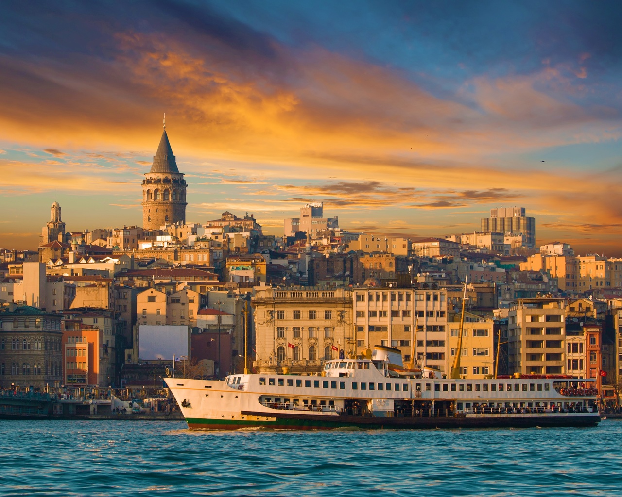 istanbul, turkey, buildings, sea of marmara, city, galata tower, ferry, ship, nature, landscape