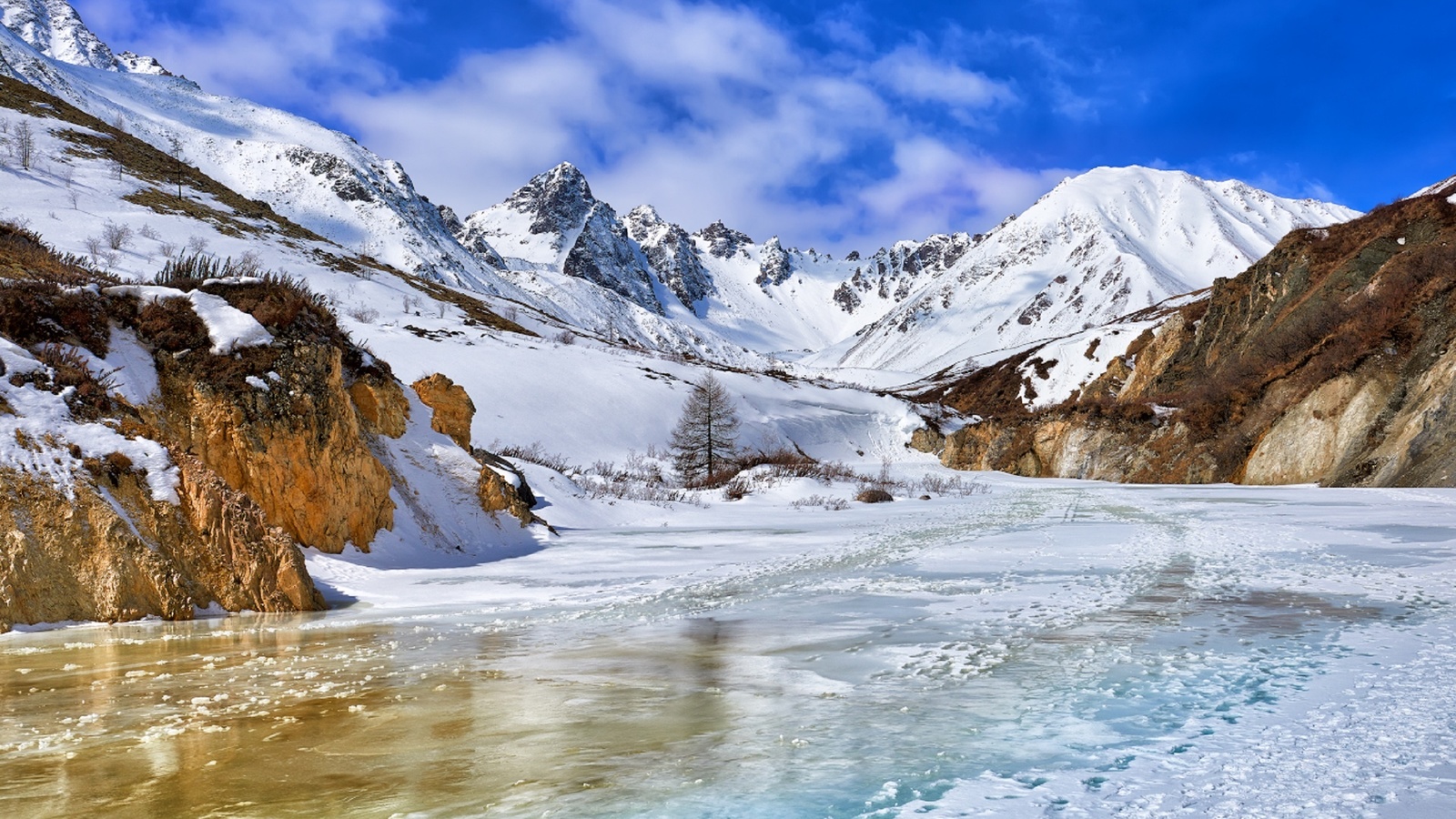 река, лед, горы, снег, небо, белый иркут, пик конституции, by zhaubasar