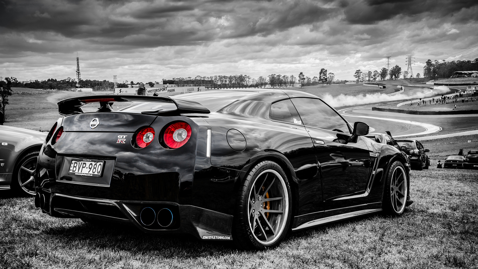 nissan, r35, black, black and white, gt-r