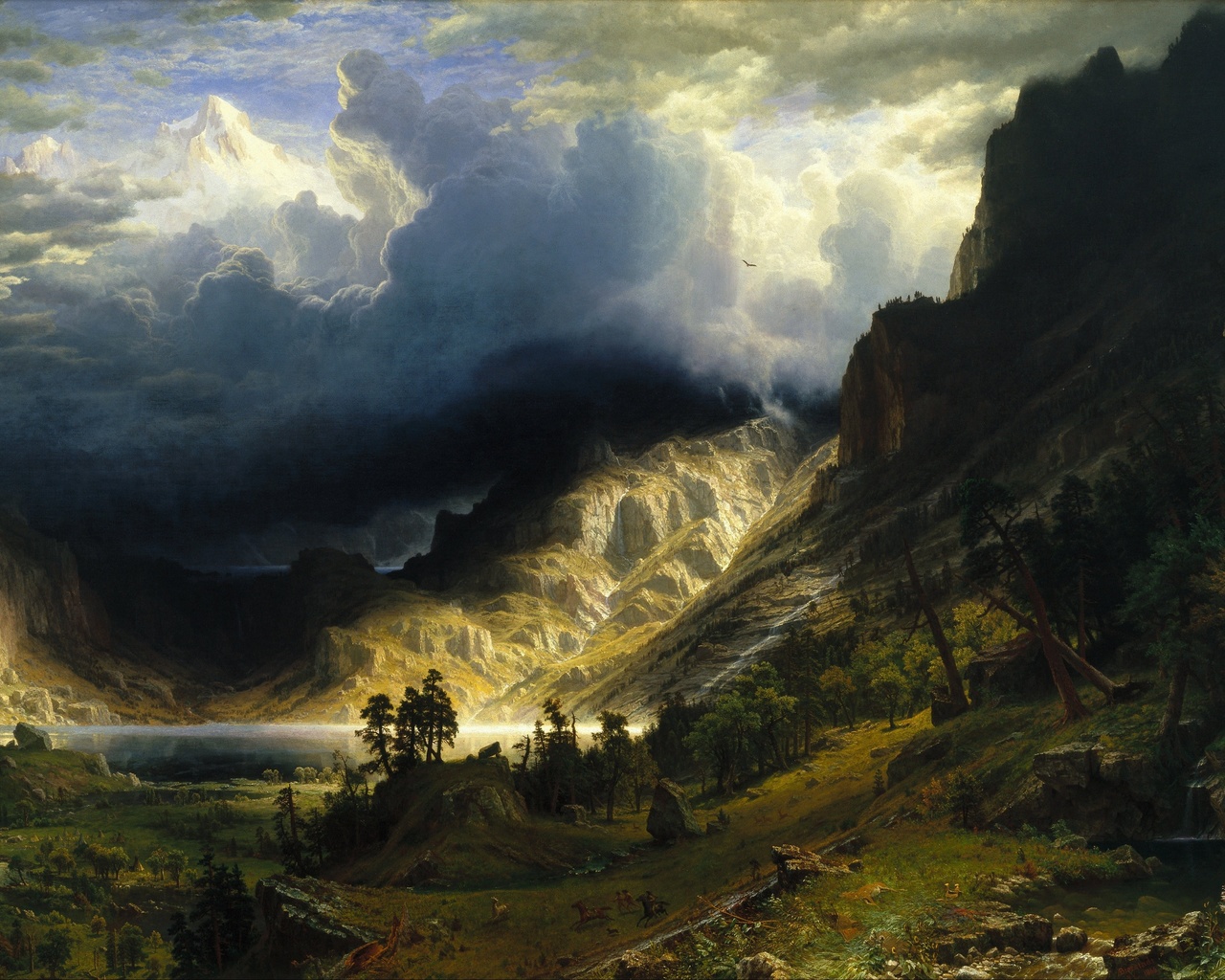 , , , , , , , albert bierstadt, a storm in the rocky mountains