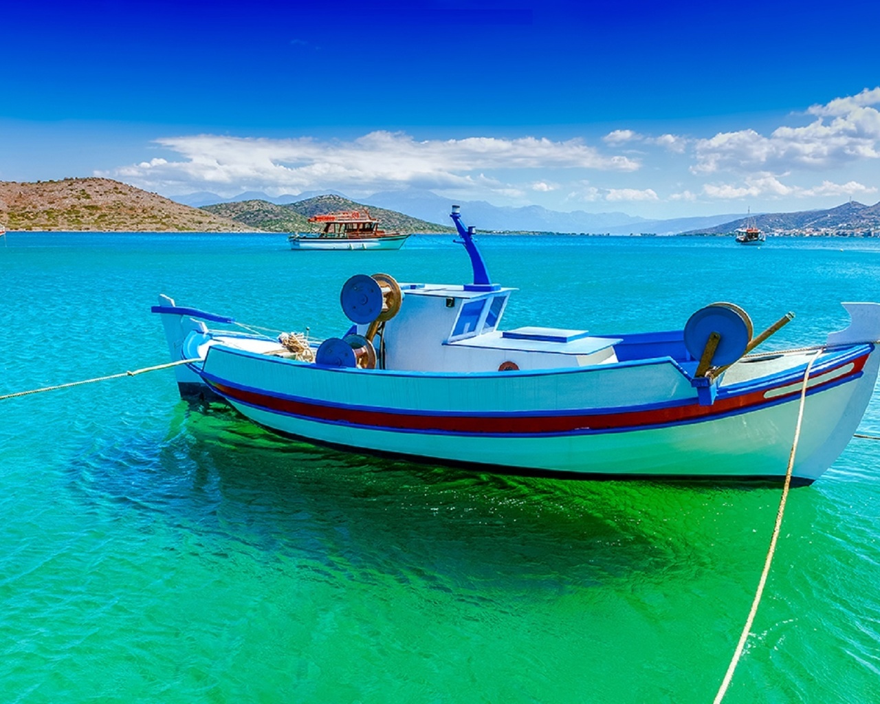 fishing, boat off the coast of crete, mirabello bay, ,  ,  