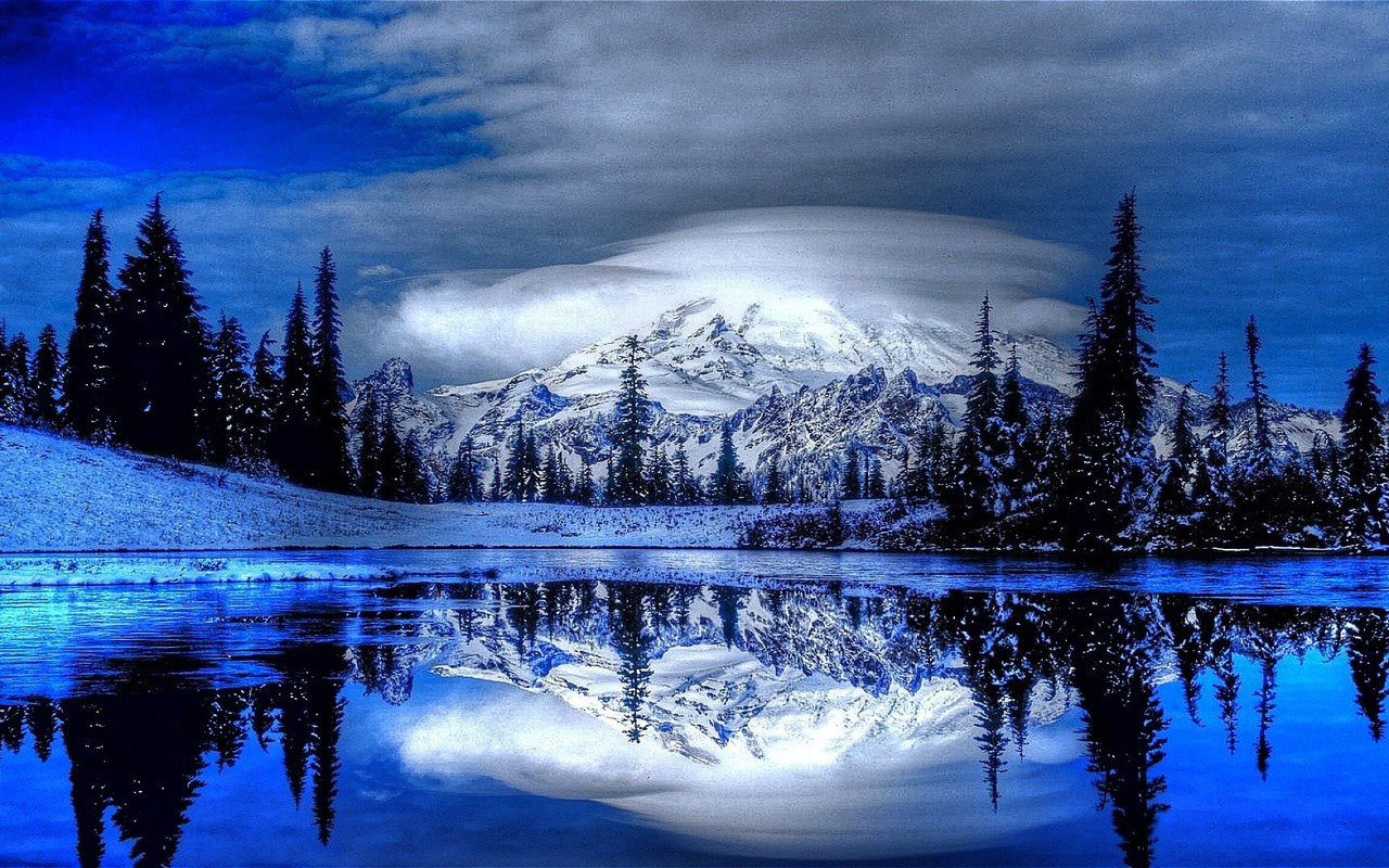 reflection, mountain, snow, lake, , , , 