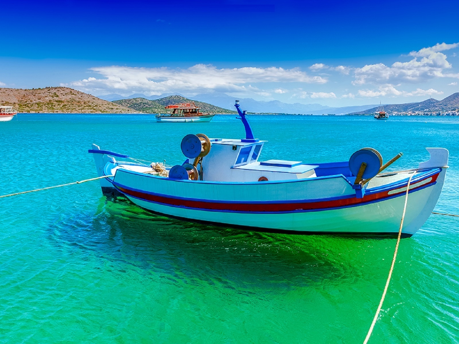 fishing, boat off the coast of crete, mirabello bay, ,  ,  