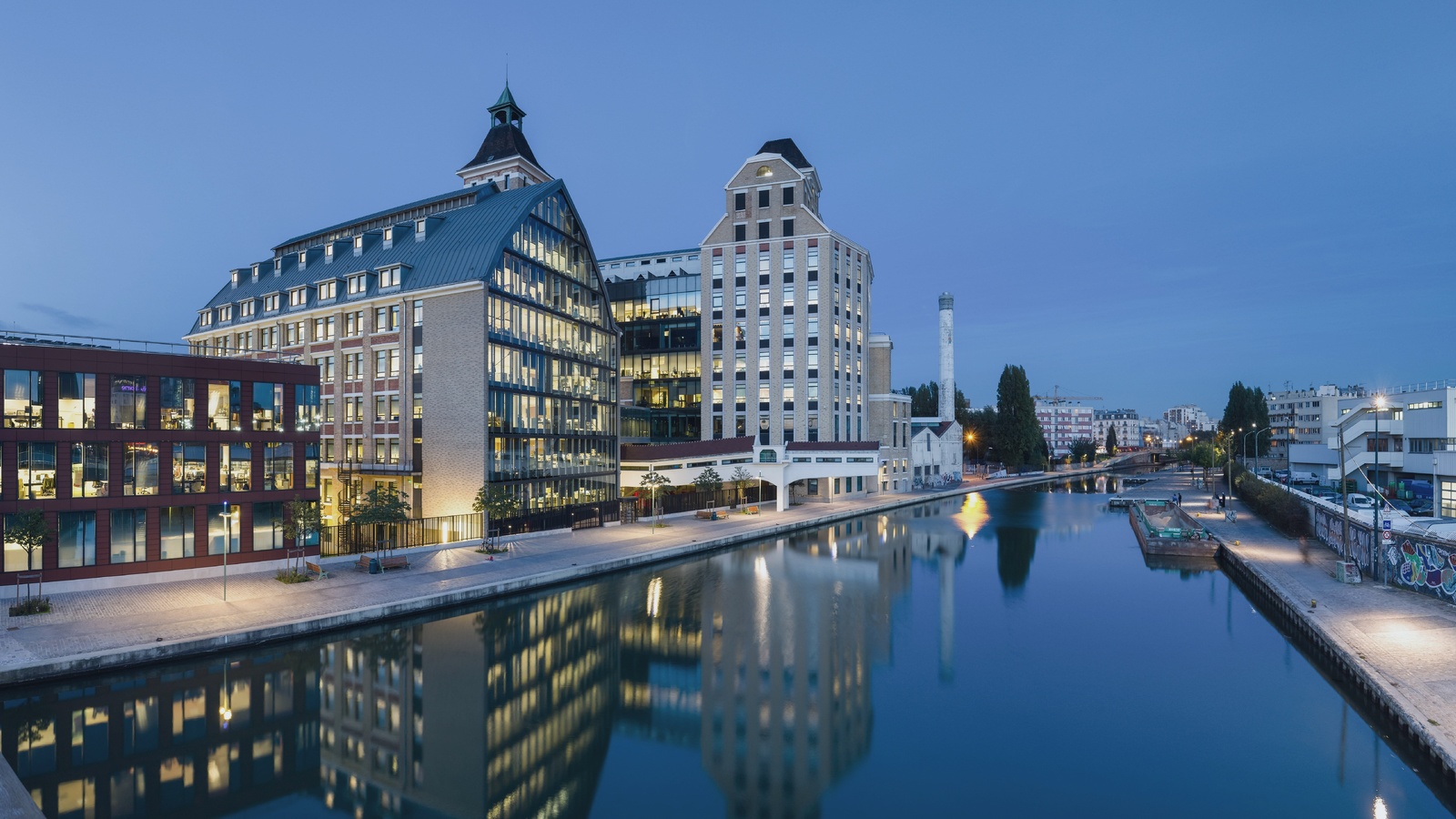 city, river, buildings, lights, reflection