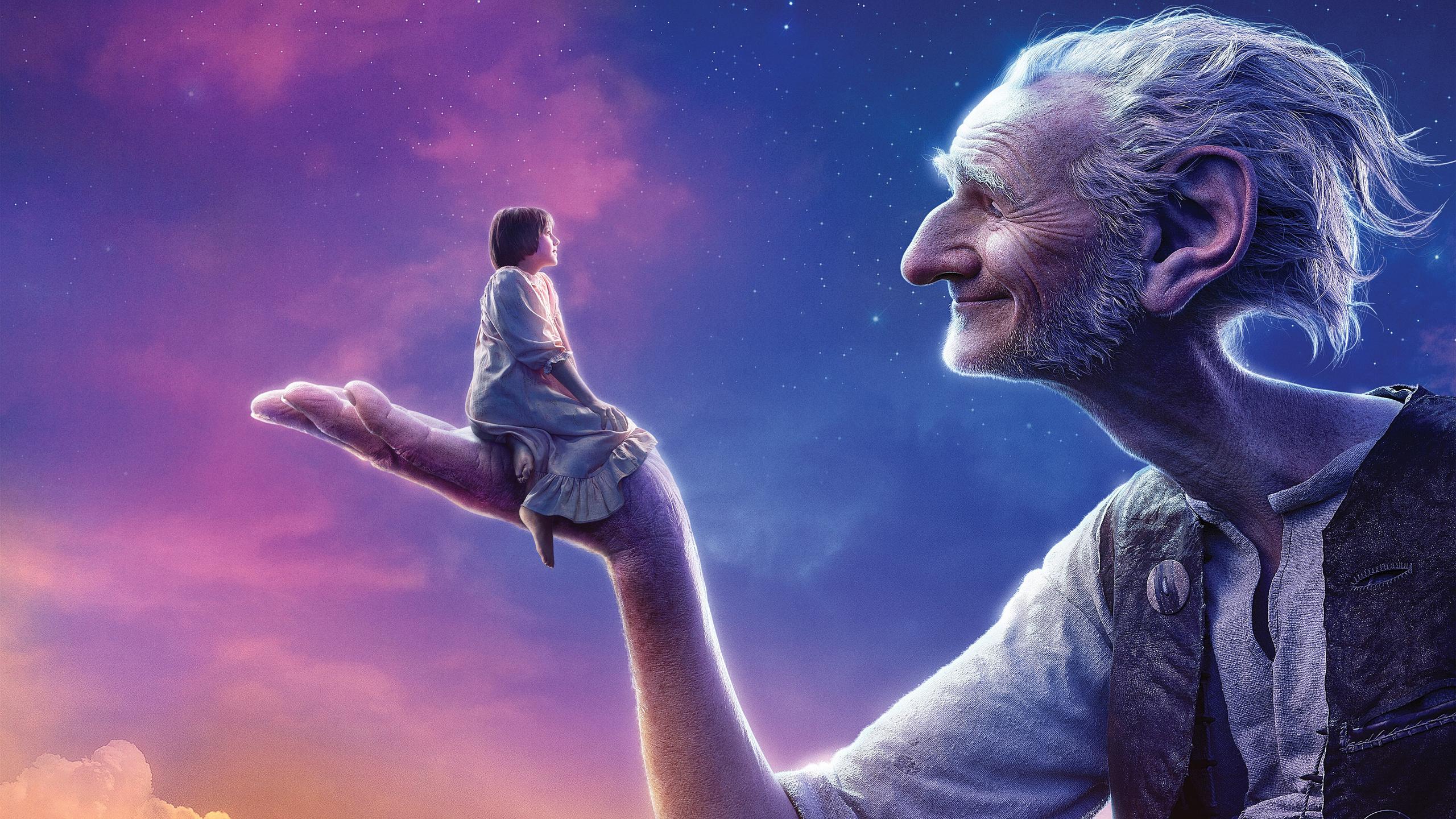 the, beautiful, white, 2016, amblin entertainment, old man, hair, young, giant, sunshine, walt disney pictures, sophie, dreamworks, skg, bfg, mark rylance, the big friendly giant, ruby barnhill, the bfg, stars, entertainment one, girl, clouds, sky, wonder