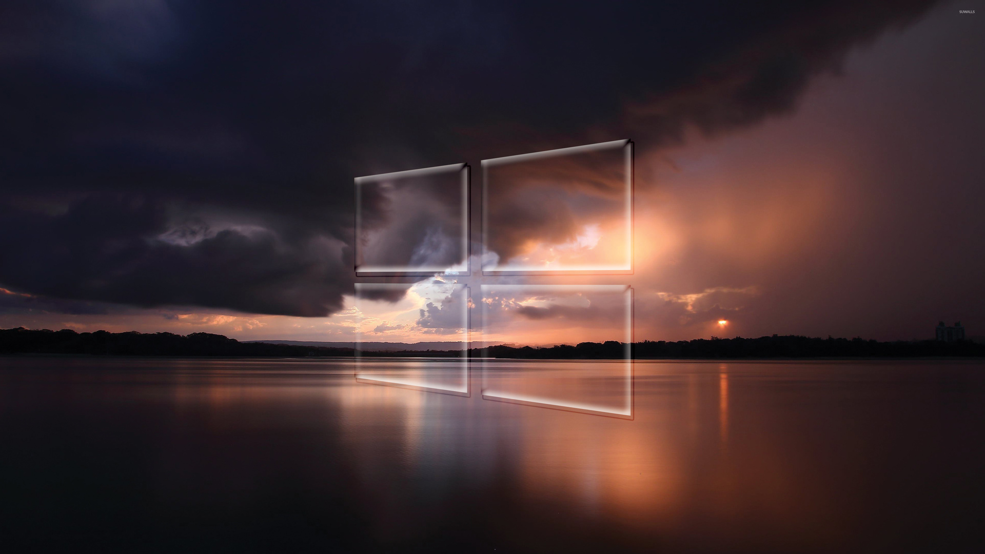 windows 10, transparent, logo, over, the, stormy, sea