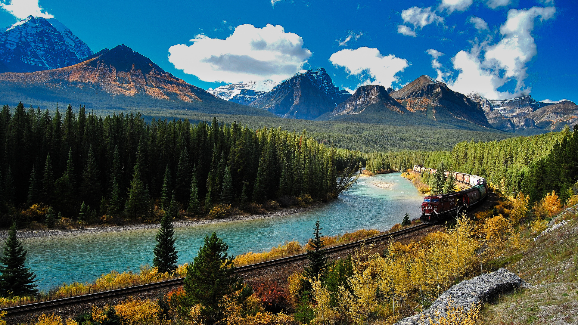 banff, national park, alberta, bow river, canada,  , , , , , , 