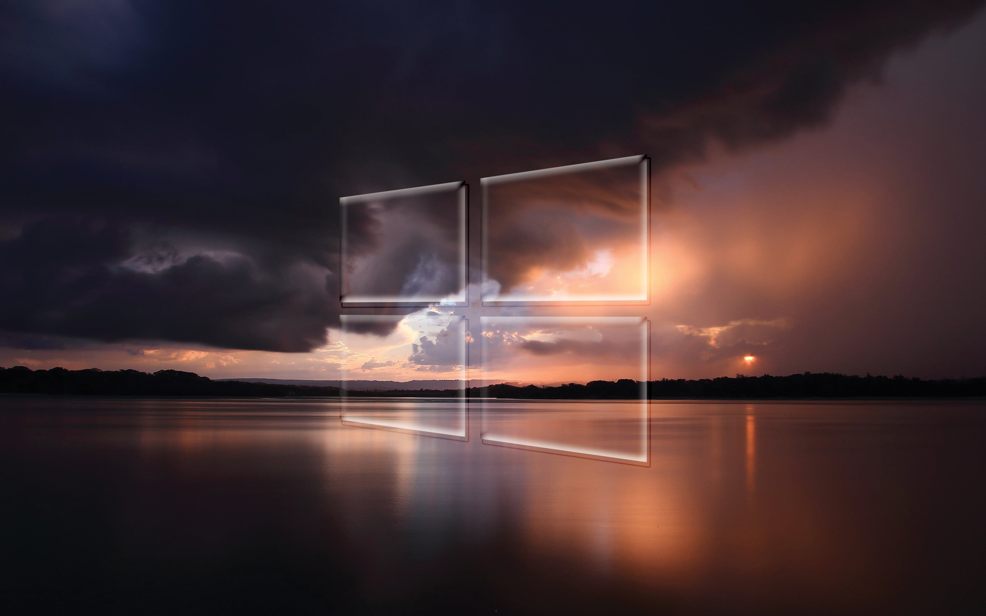 windows 10, transparent, logo, over, the, stormy, sea