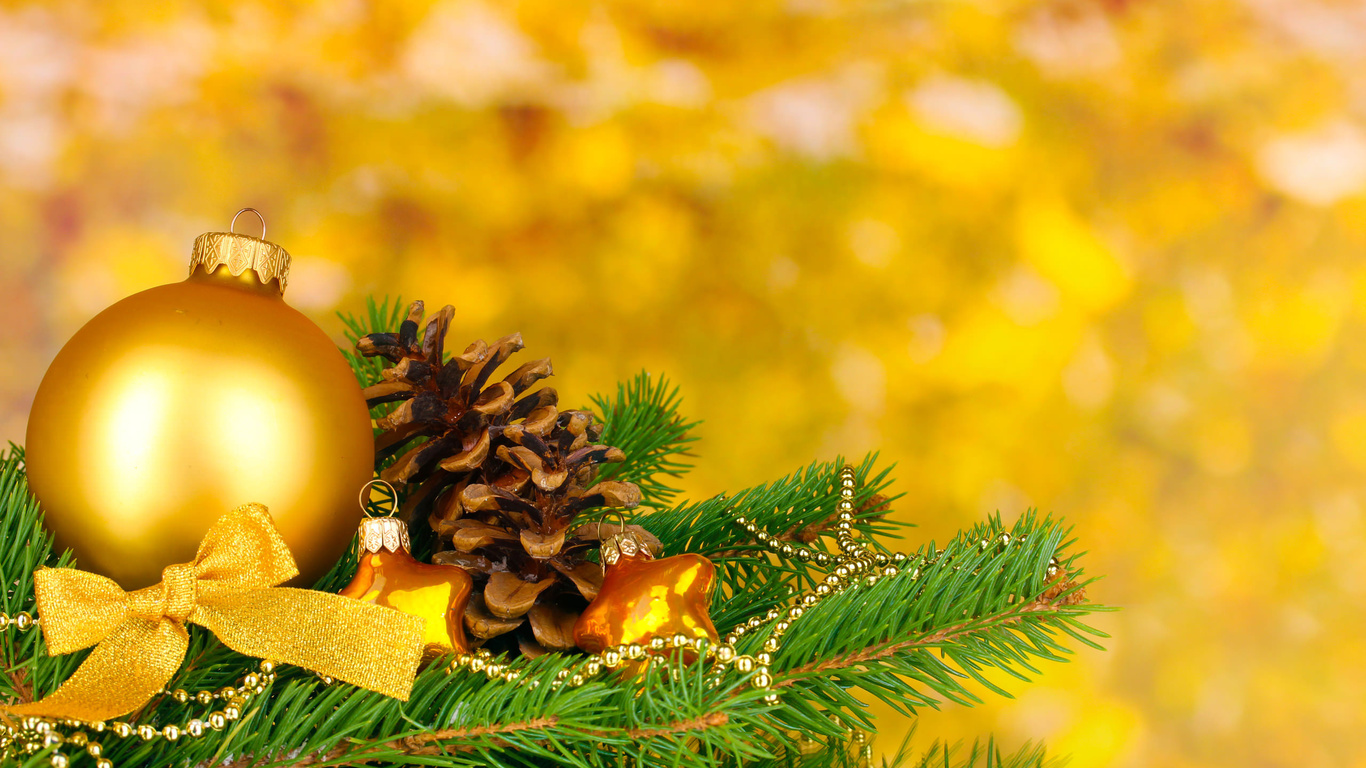 christmas decoration, ribbon, merry christmas, gold balls, new year