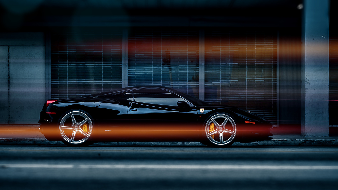 ferrari, profile, 458, black, italia