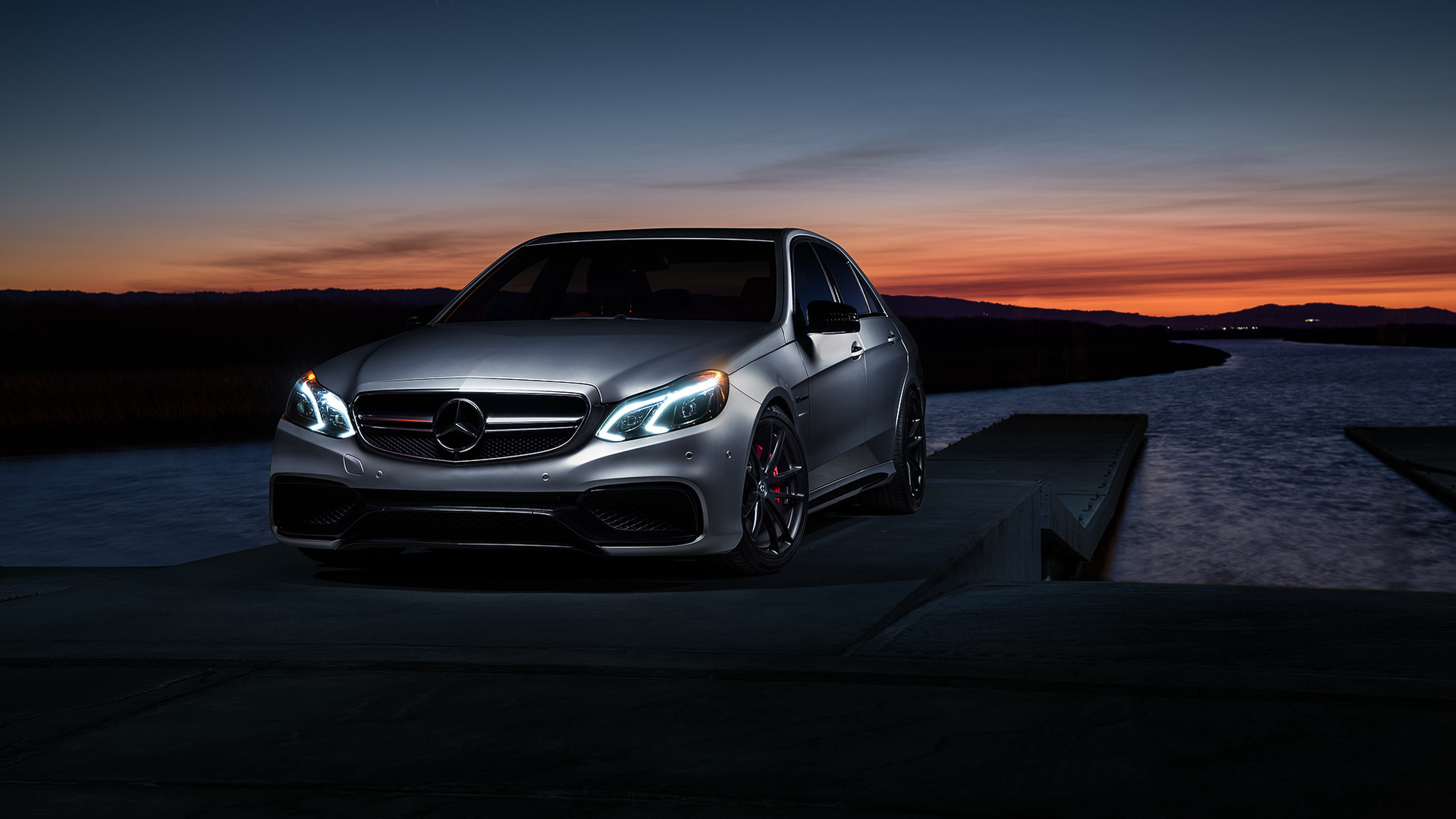 mercedes-benz, e63, amg s, mode, carbon, sonic, motorsport, sunset, matte, grey, car