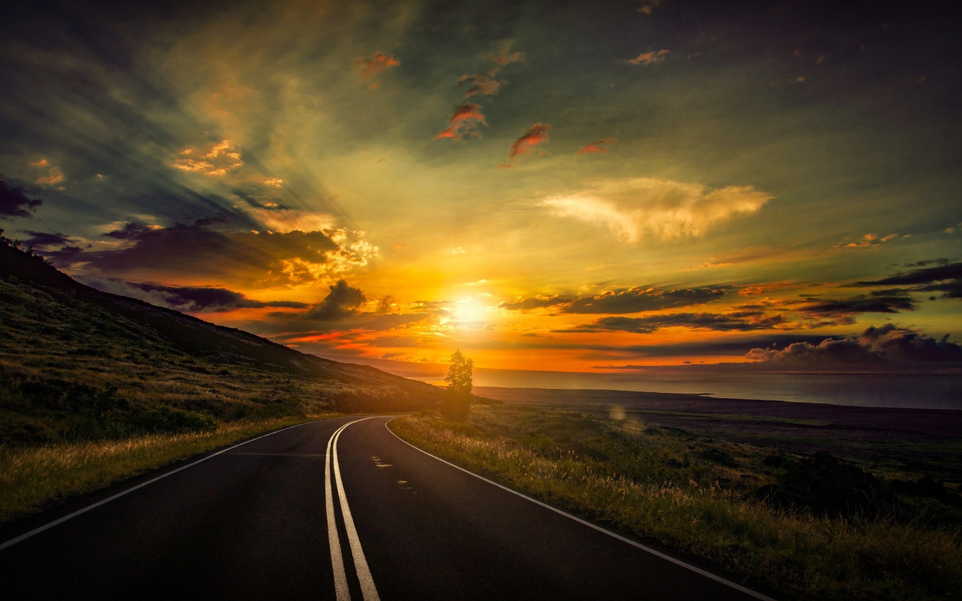 , , , , , road, clouds, sunset