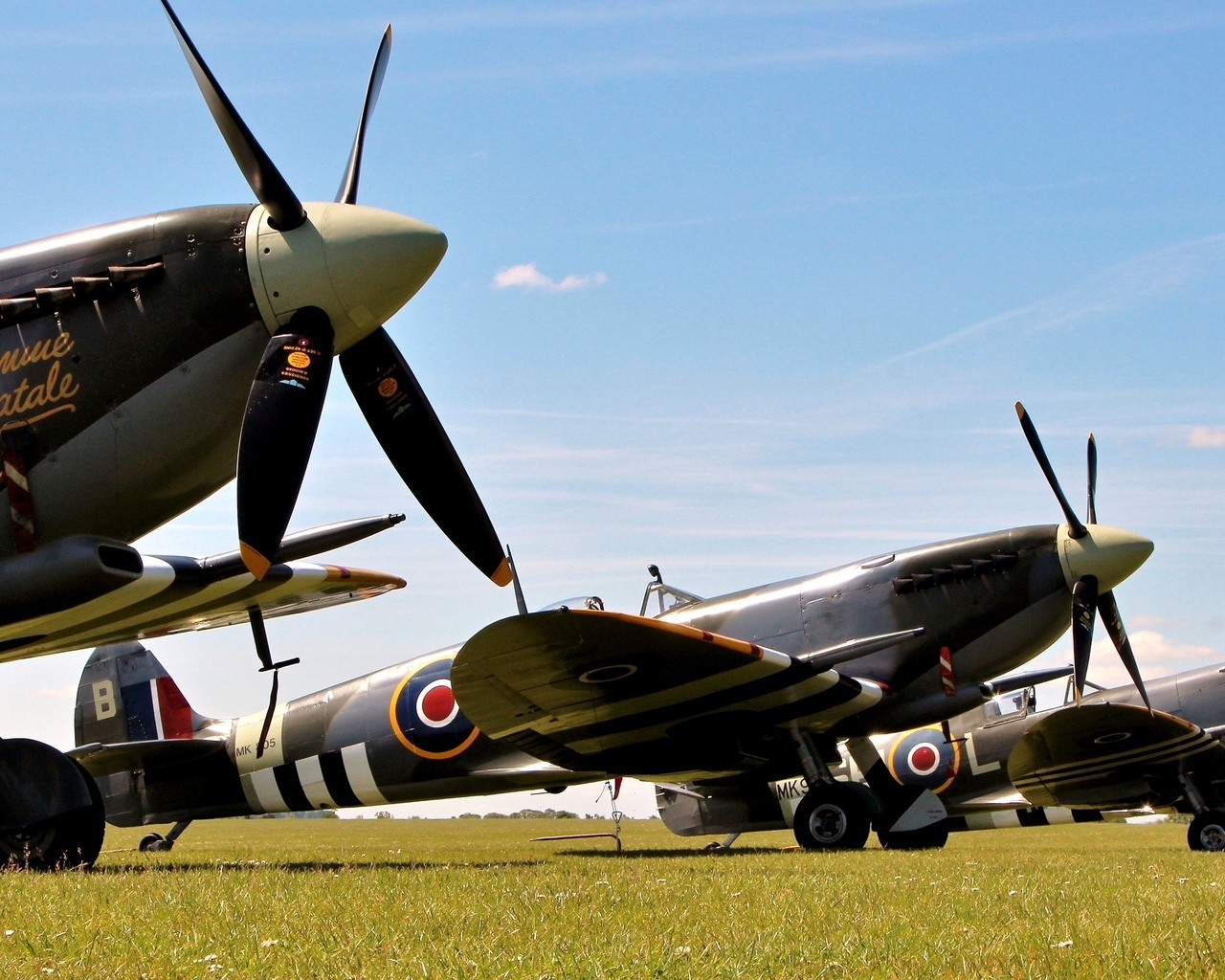 british, field, spitfire lf.ixb, grass, aircraft