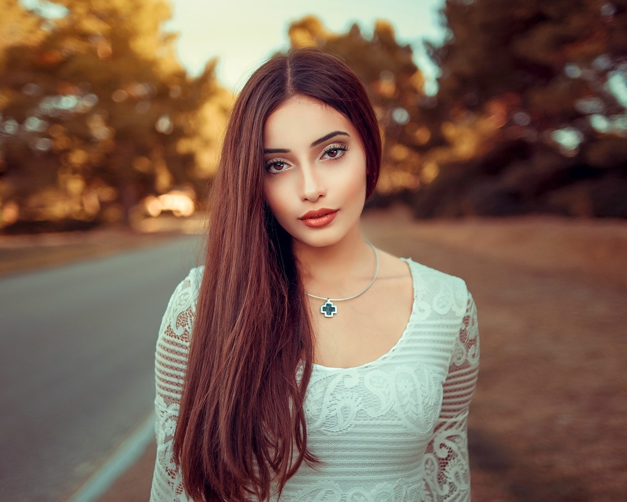 women, portrait, face, women outdoors, depth of field, necklace, , , ,   , 