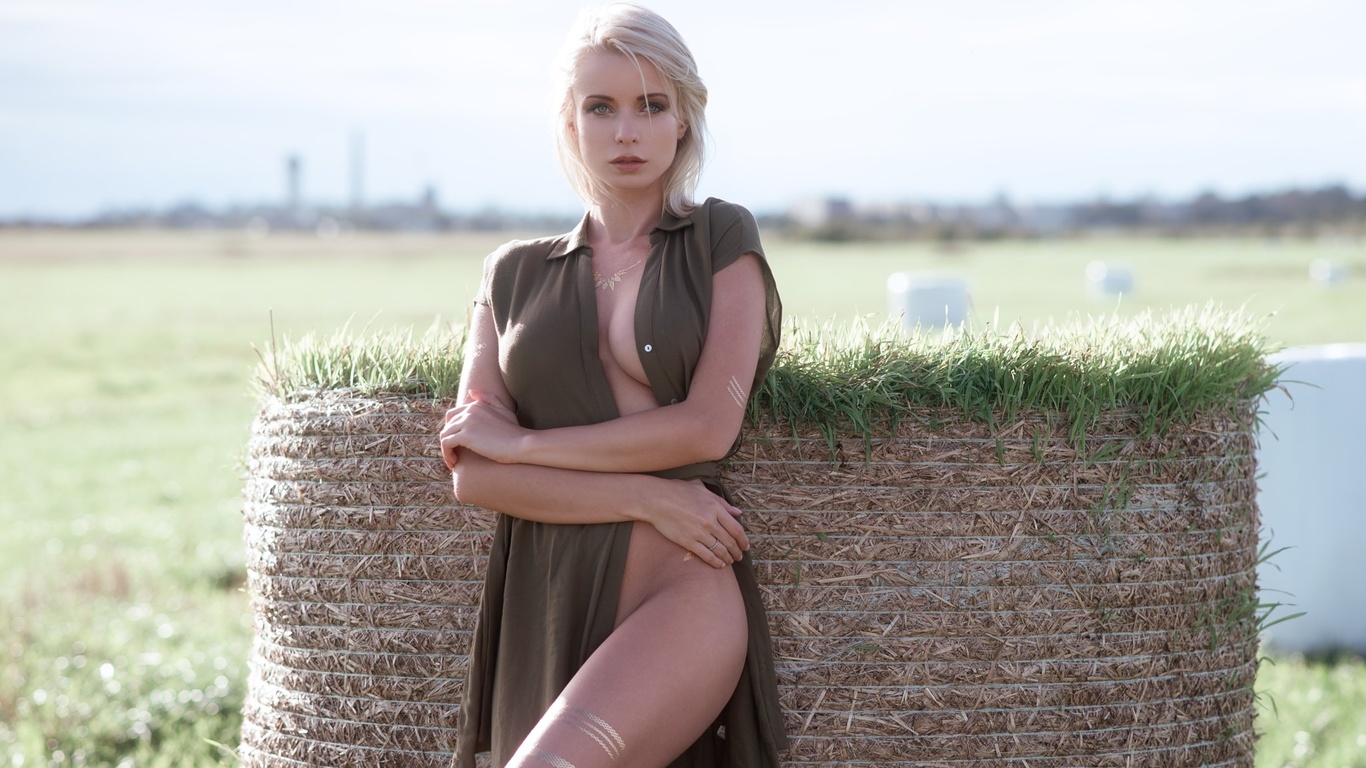ekaterina enokaeva, women, blonde, boobs, depth of field, tanned, dress, women outdoors, portrait, , , ,  , , 