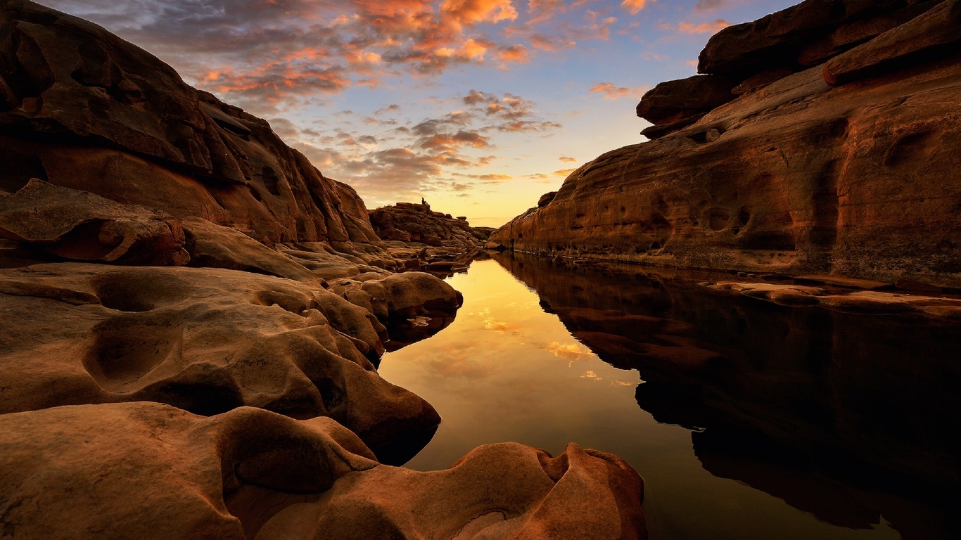 thailand, asia, travel, landscape, thai, river, rock, sunrise, cloud, saravut whanset