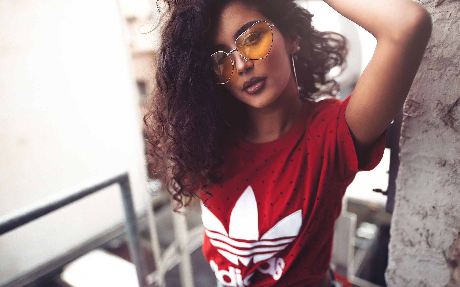 women, tanned, portrait, t-shirt, glasses, adidas, sebastian heberlein, , , , , 