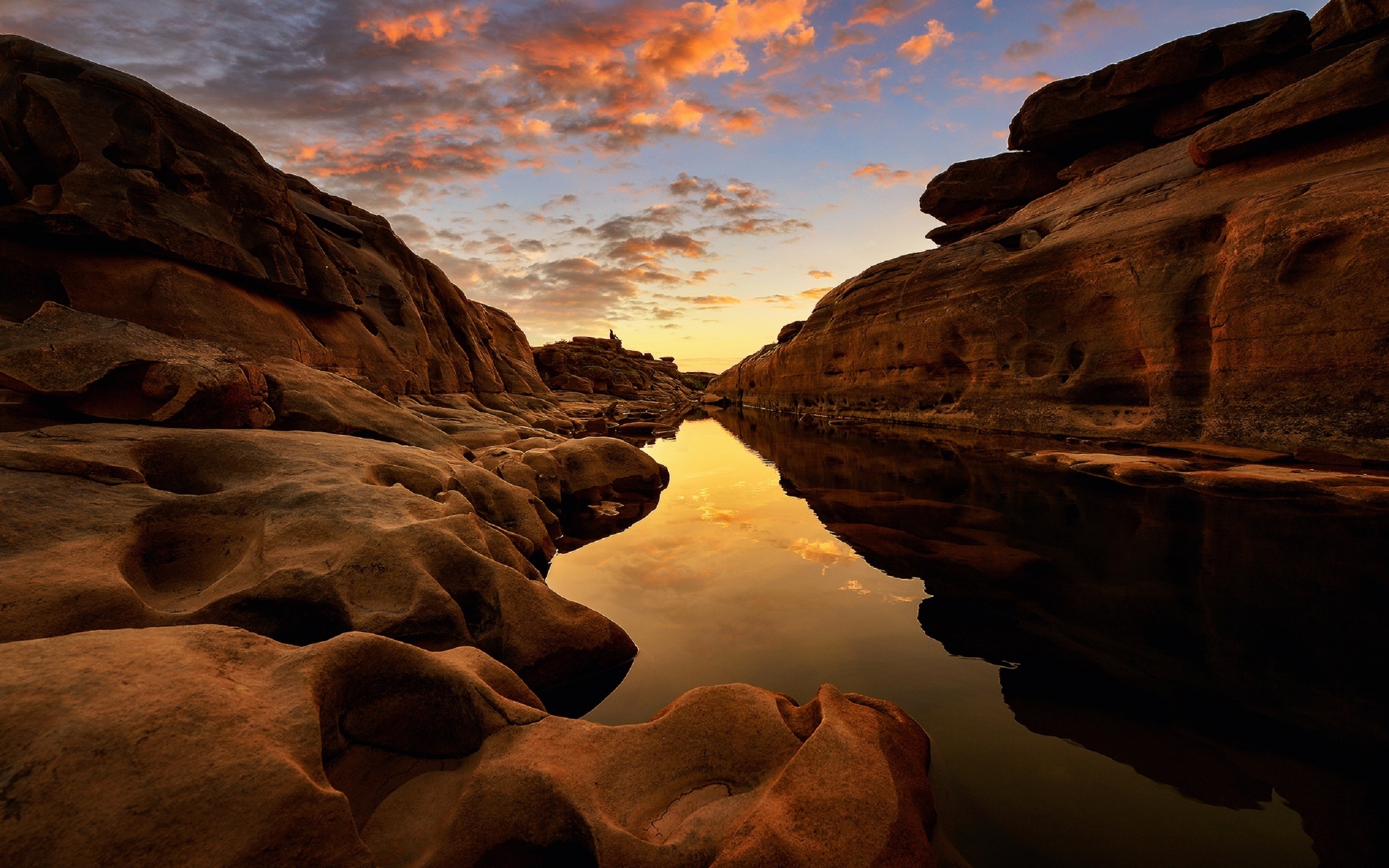 thailand, asia, travel, landscape, thai, river, rock, sunrise, cloud, saravut whanset