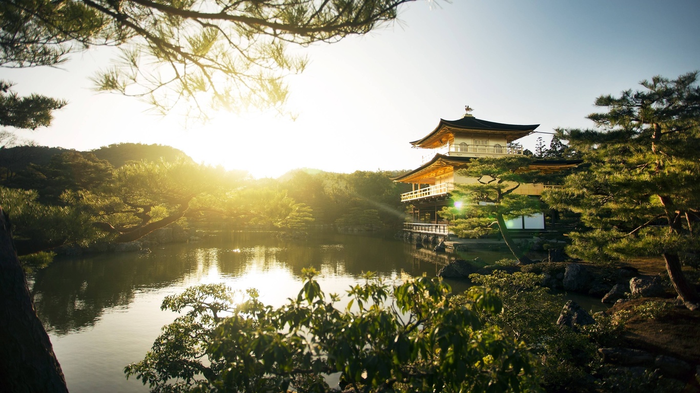 temple of the golden pavilion, kinkaku ji, kyoto, japan