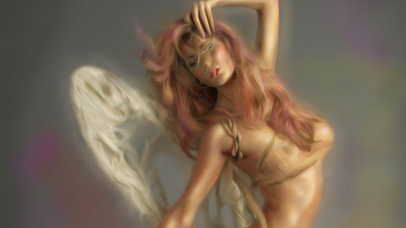 angel, hands, wings, hair, body, pose, girl, face