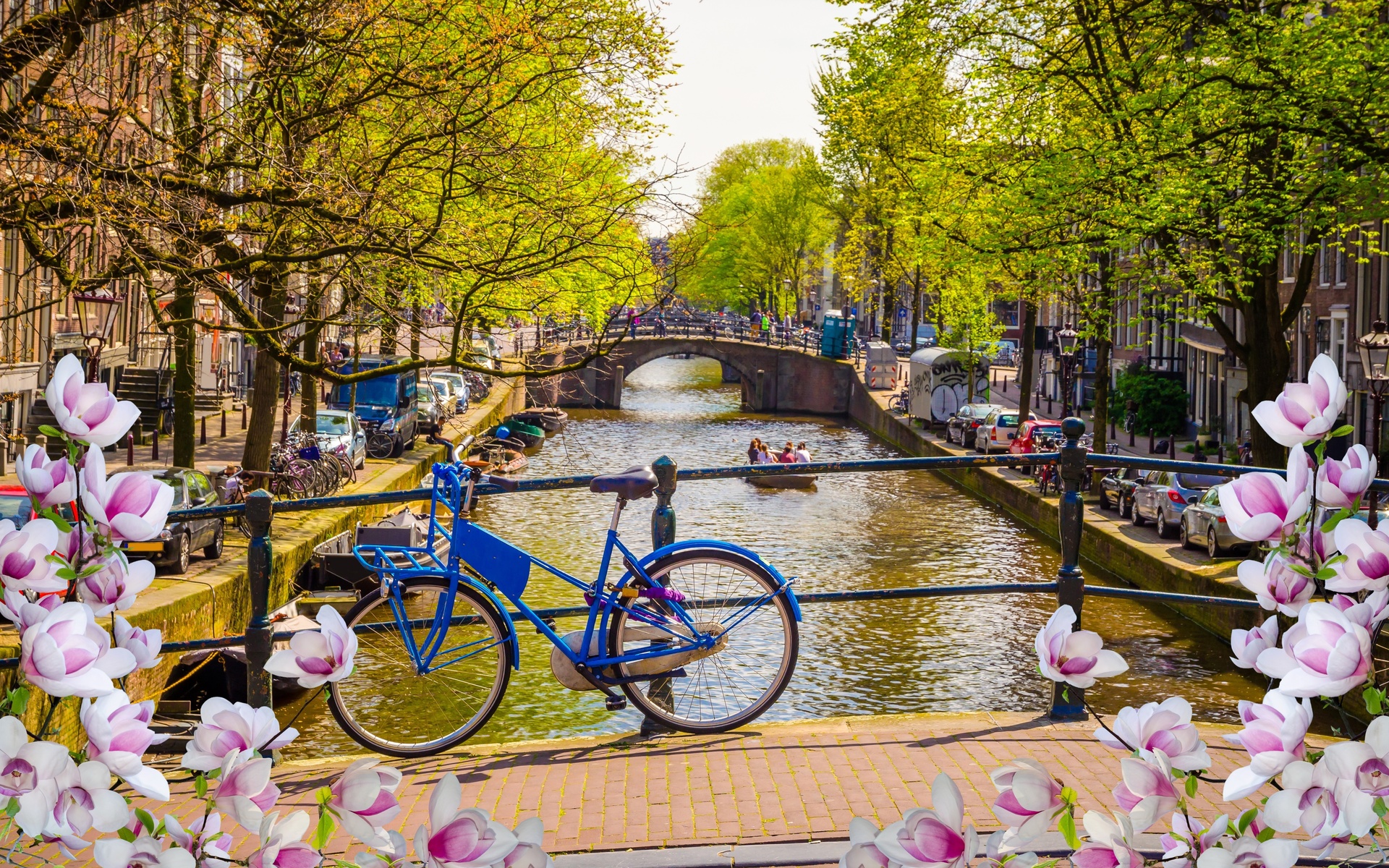 , , , buildings, canal, , netherlands, blossom, old, amsterdam, spring, , bridge, , flowers, 