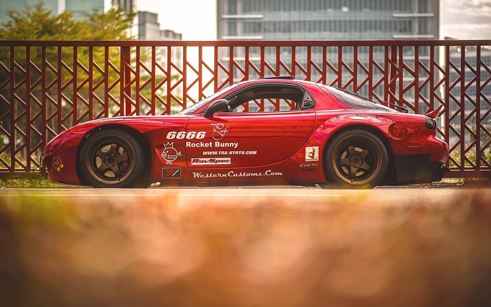 mazda, rx-7, red, cars, rocket bunny