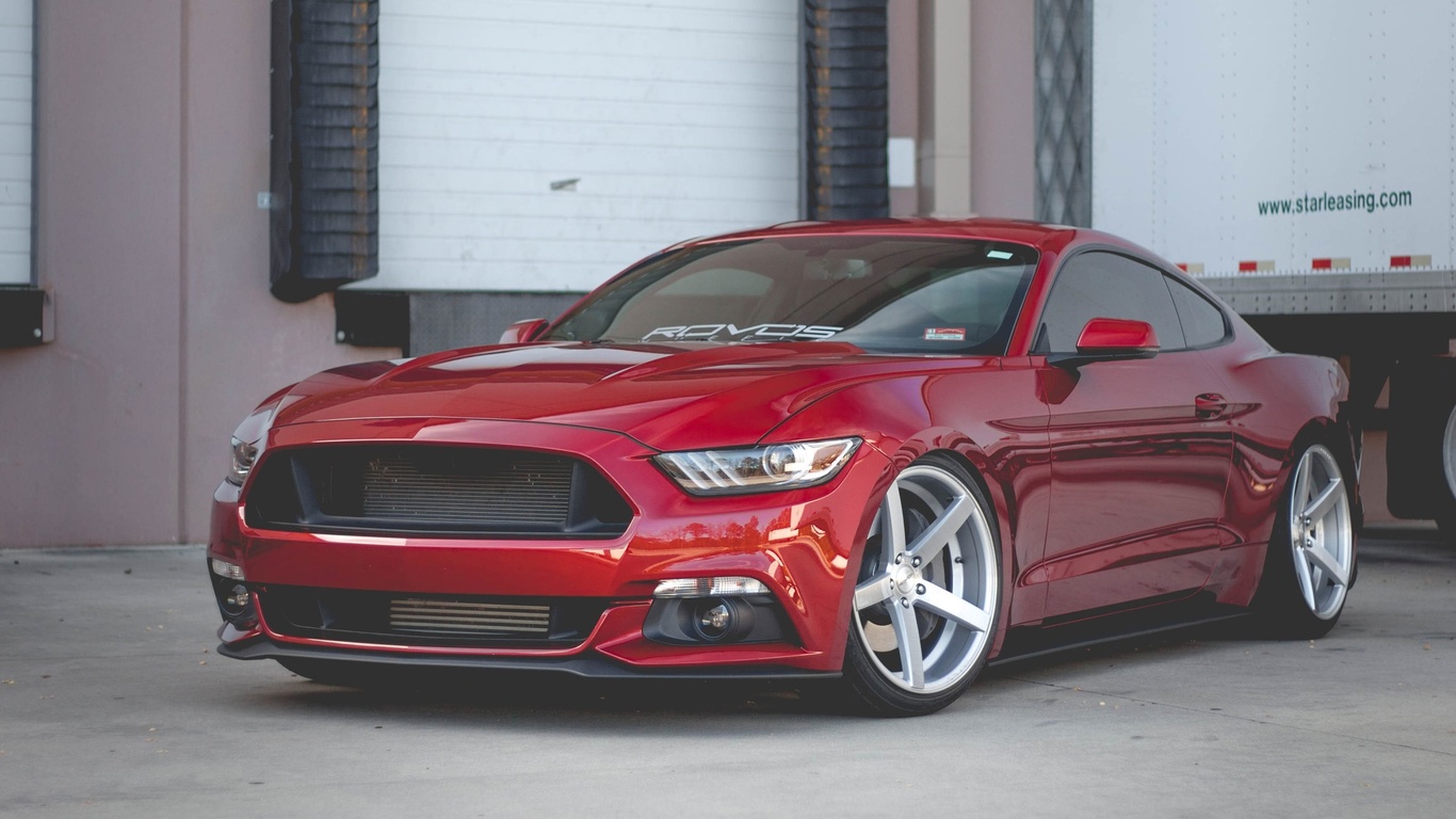 ford mustang, supercars, rovos wheels, tuning, red mustang, ford