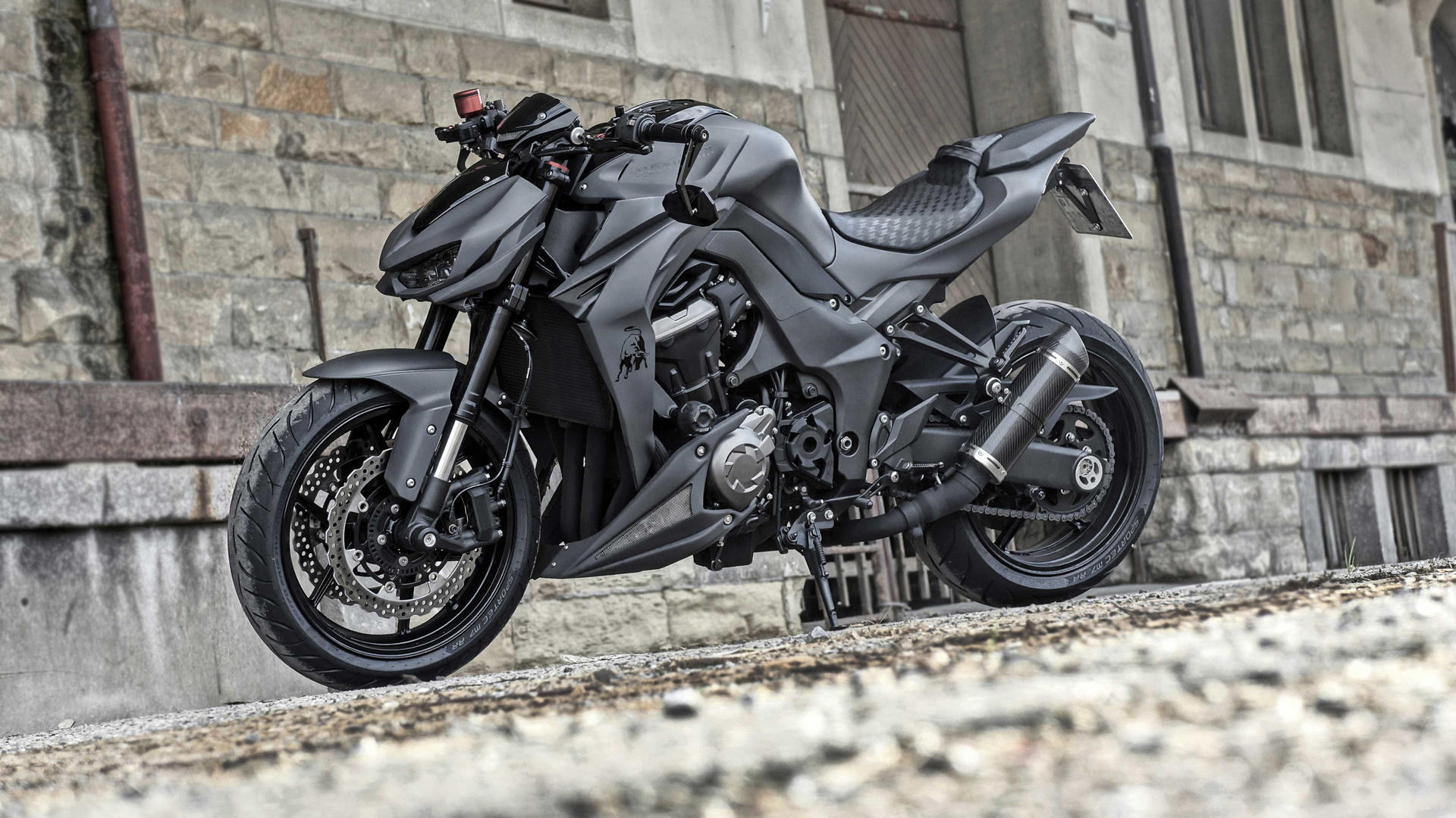 kawasaki z1000r, 2018, 4k, black matte motorcycle, sportbike, tuning