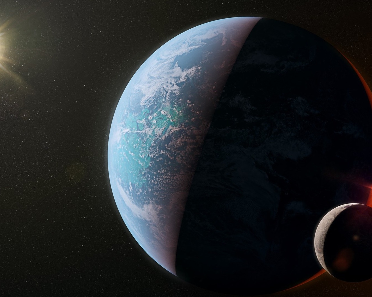 earth moon .sun outer, space desktop bak