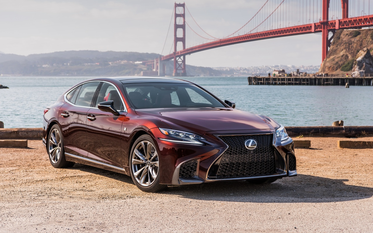 lexus, 2018, ls, 500 f, sport bordeauxrot