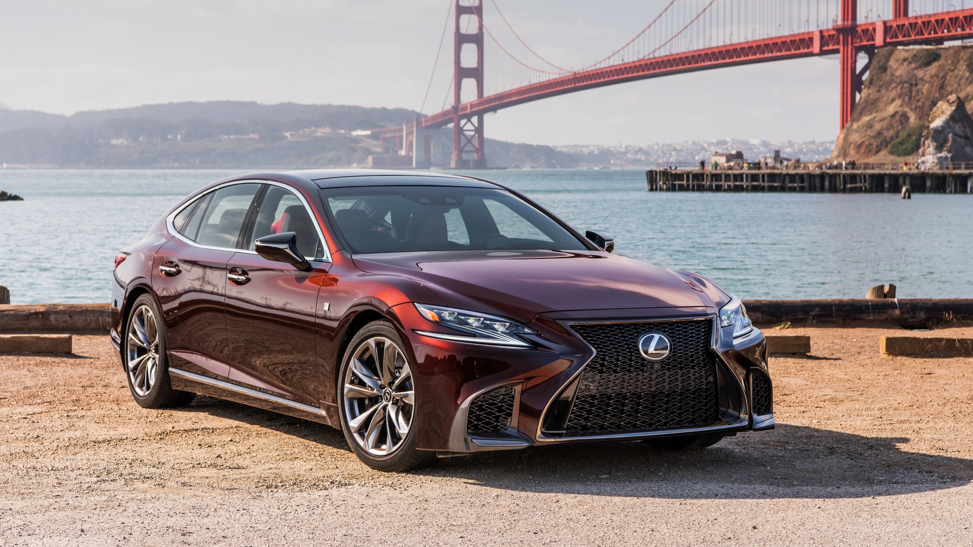 lexus, 2018, ls, 500 f, sport bordeauxrot