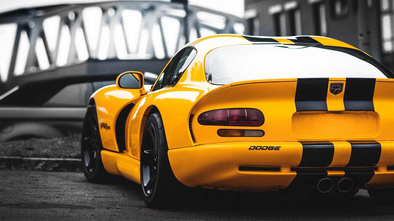 dodge, viper, rear, , dodge viper, yellow, back view, muscle cars